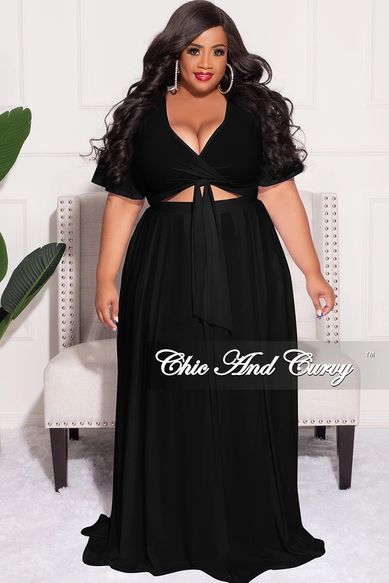 Final Sale Plus Size 2pc Skirt Set in Black Chic Look Flattering Fit Wear