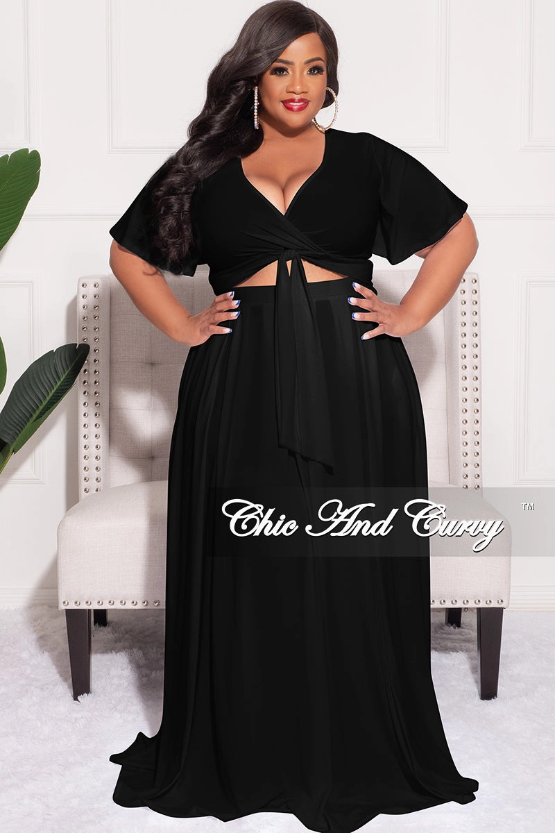 Soft Waistband Final Sale Plus Size 2pc Skirt Set in Black