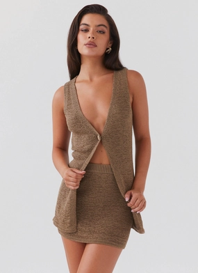 Capri Glow Knit Skirt - Khaki Waterproof Stitch Details