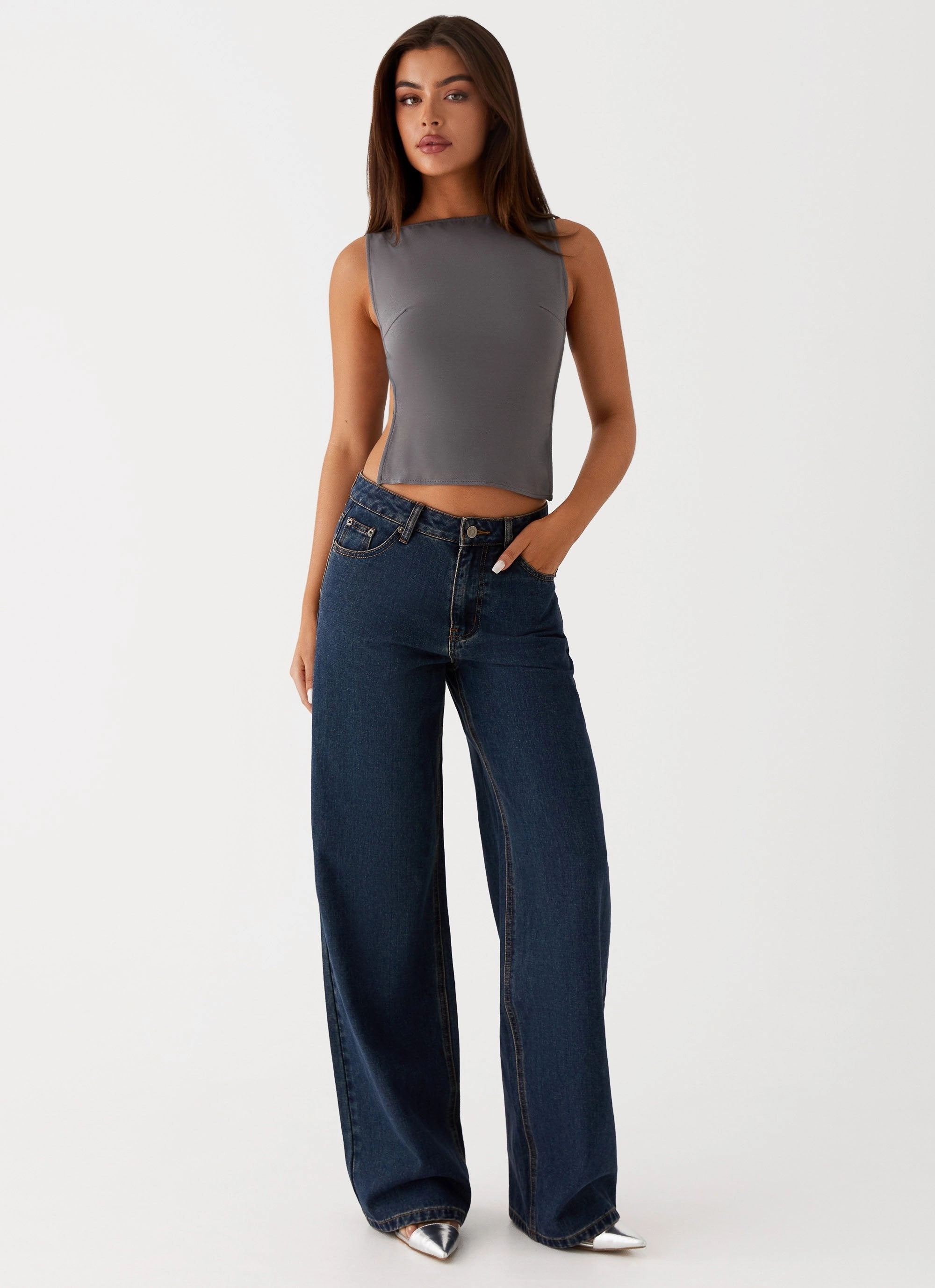 Keanna Low Rise Denim Jeans - Washed Denim Movement Ease Chilly Weather