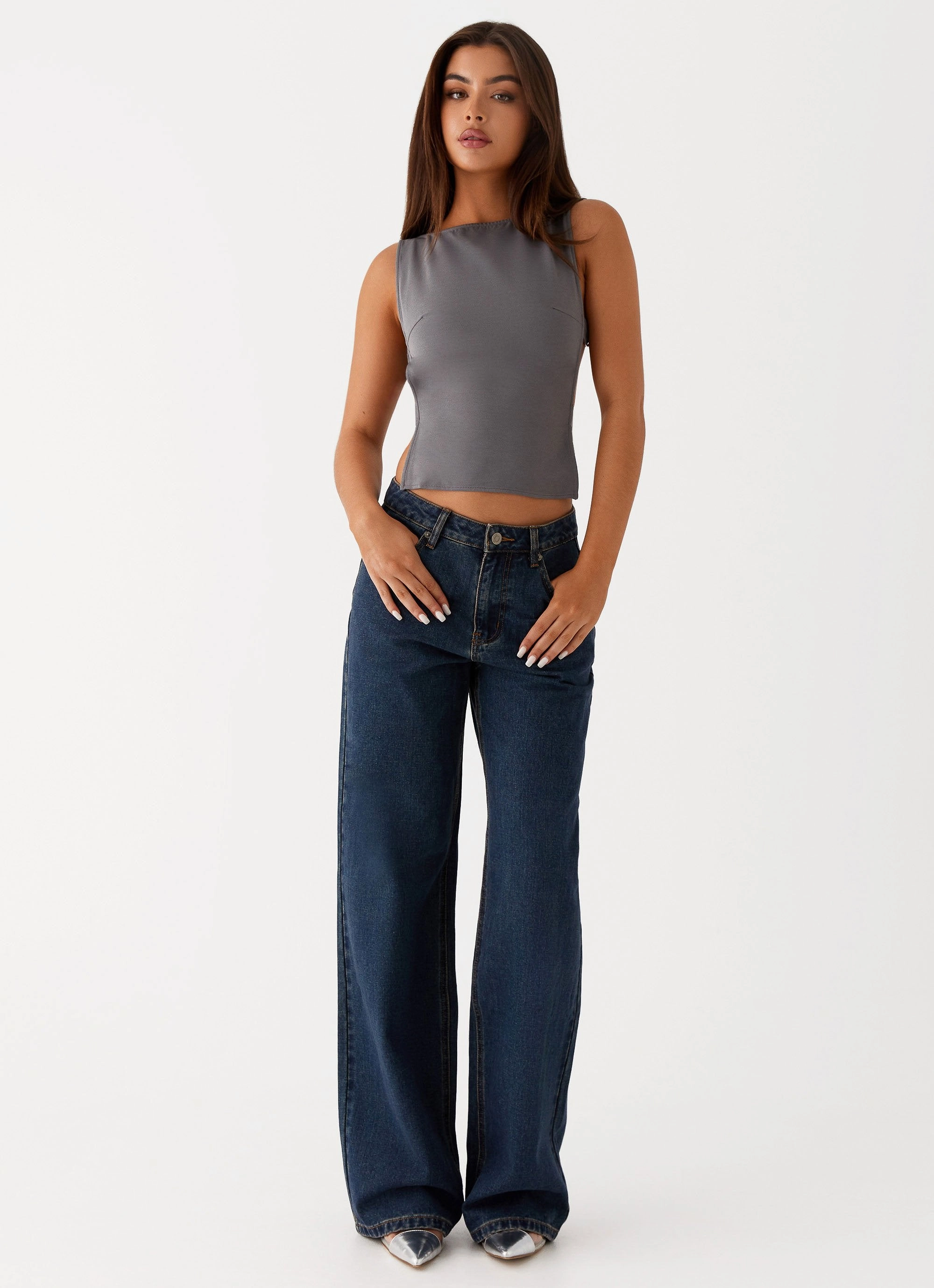 Flexible Activewear Odor Control Technology Keanna Low Rise Denim Jeans - Washed Denim