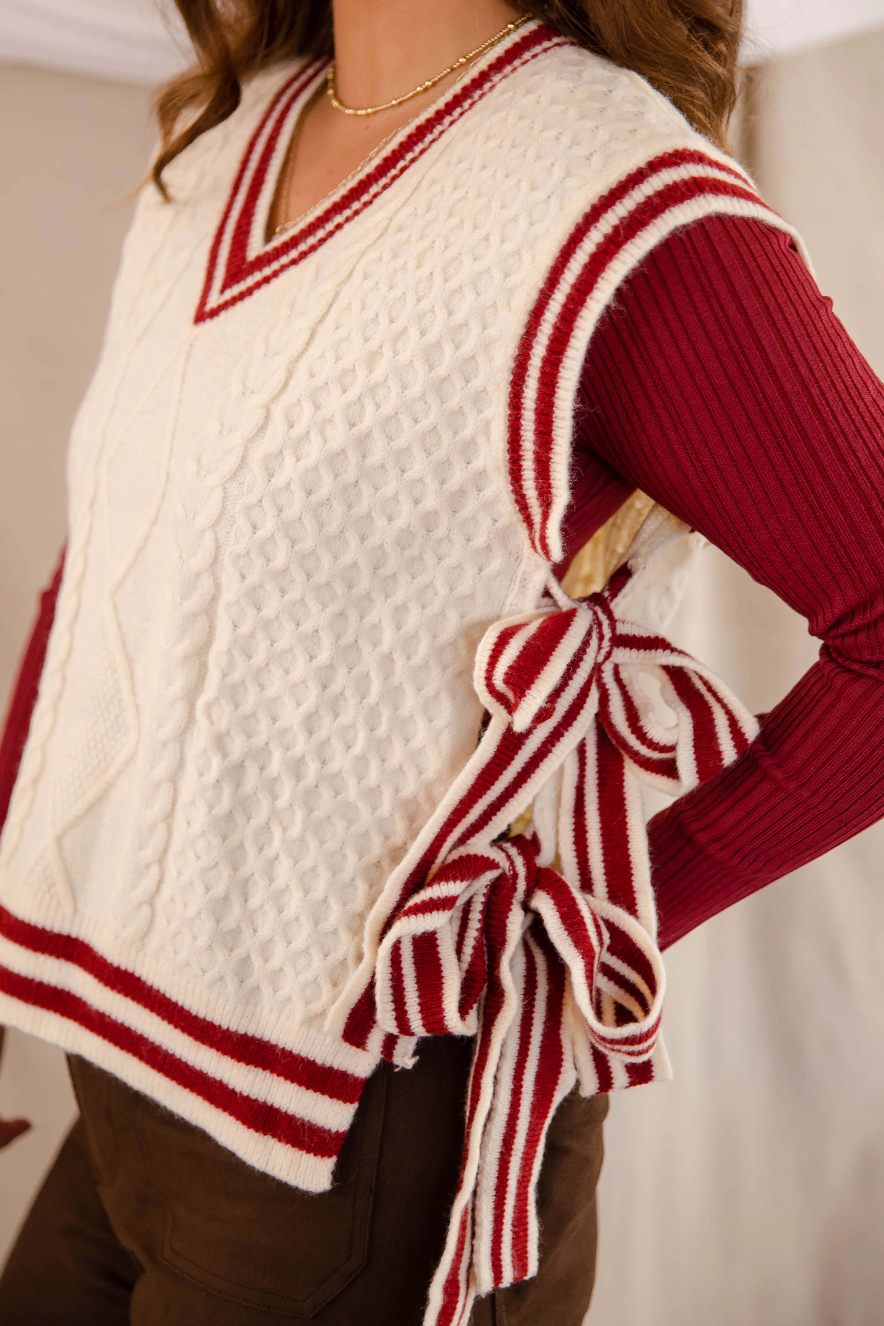 Classic Polo Truth Or Dare Sweater Vest-Brick