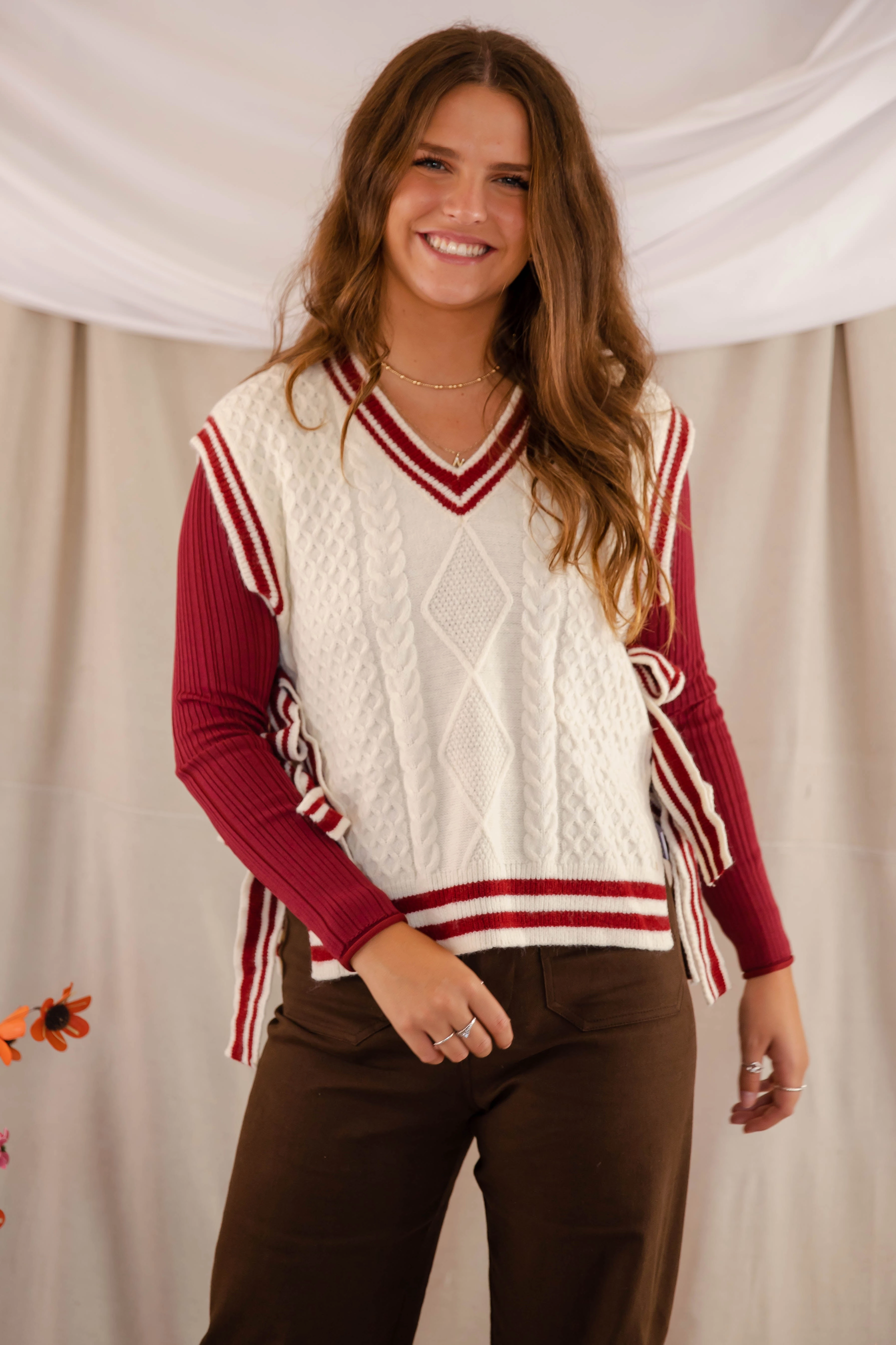Summer Sweater Truth Or Dare Sweater Vest-Brick