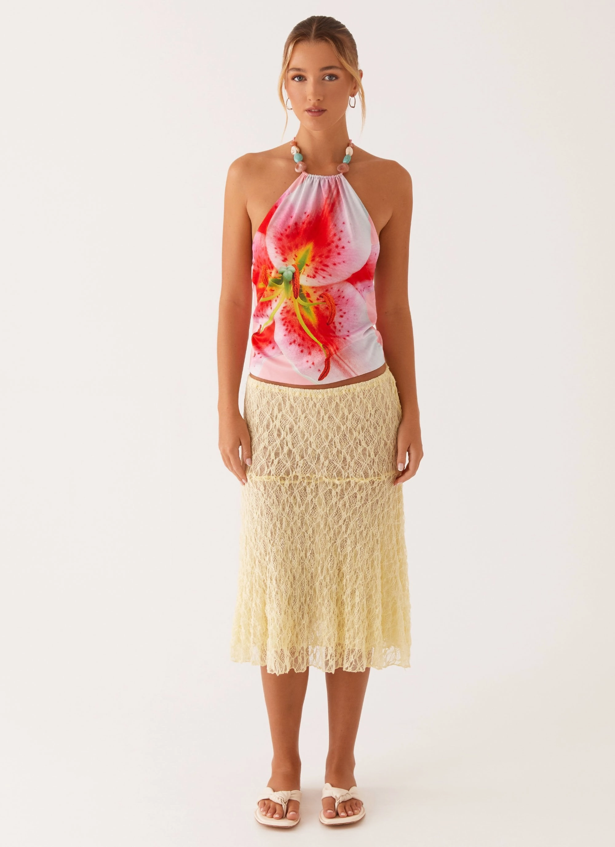 No Wrinkle Practical Wear Destiny Midi Skirt - Yellow