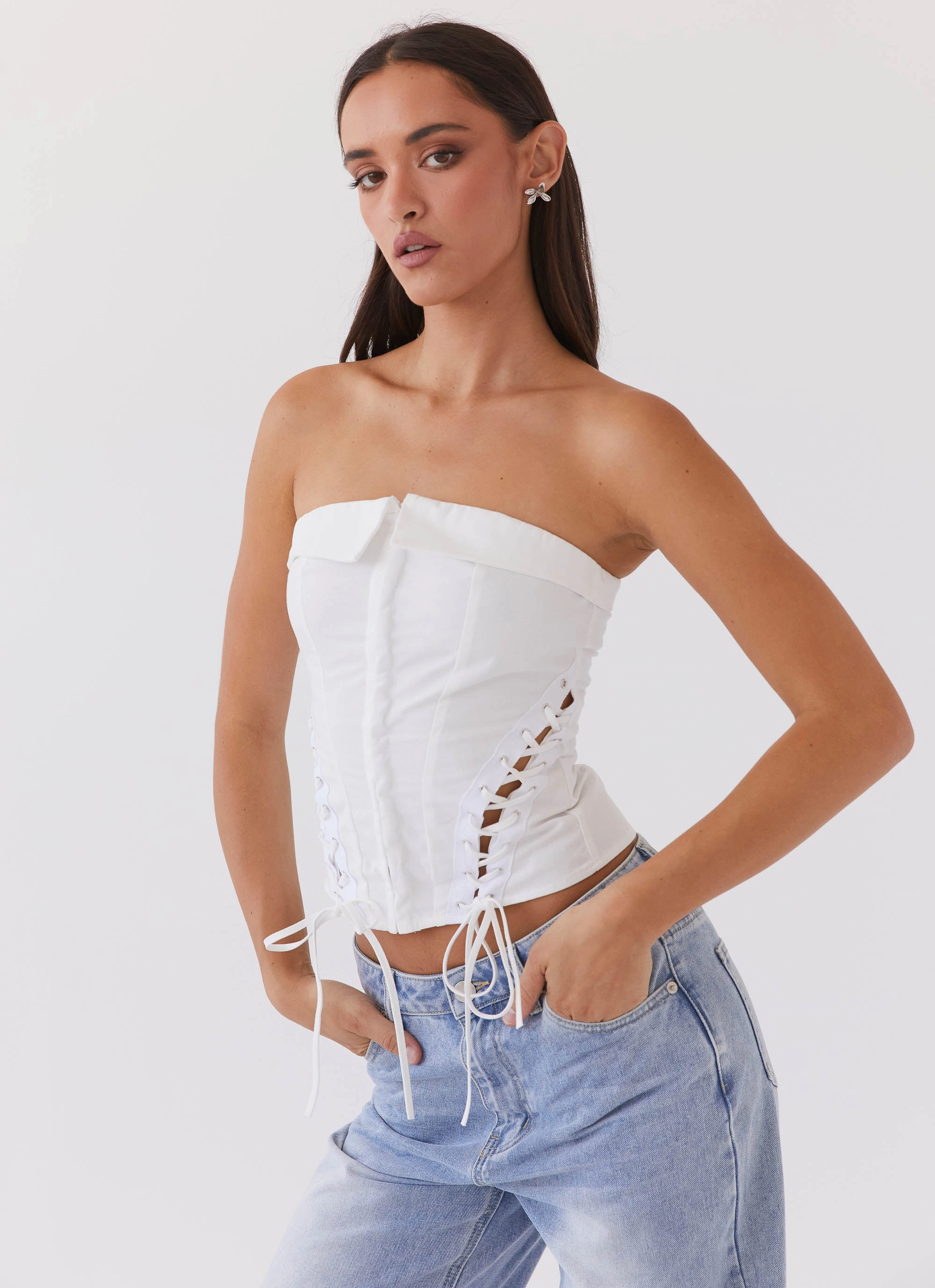 Easycare Ergonomic Cut Be My Soulmate Bustier Top - White