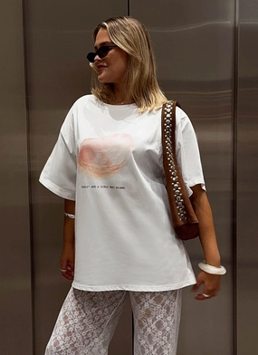 Pearl Oversized Tee - White Summer Dress