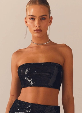 Stretch Comfort EcoFriendlyTexture Emma Sequin Bustier - Black