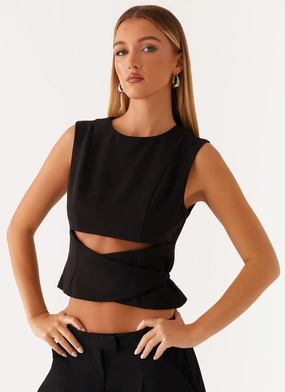 Cyra Wrap Top - Black Convertible Design