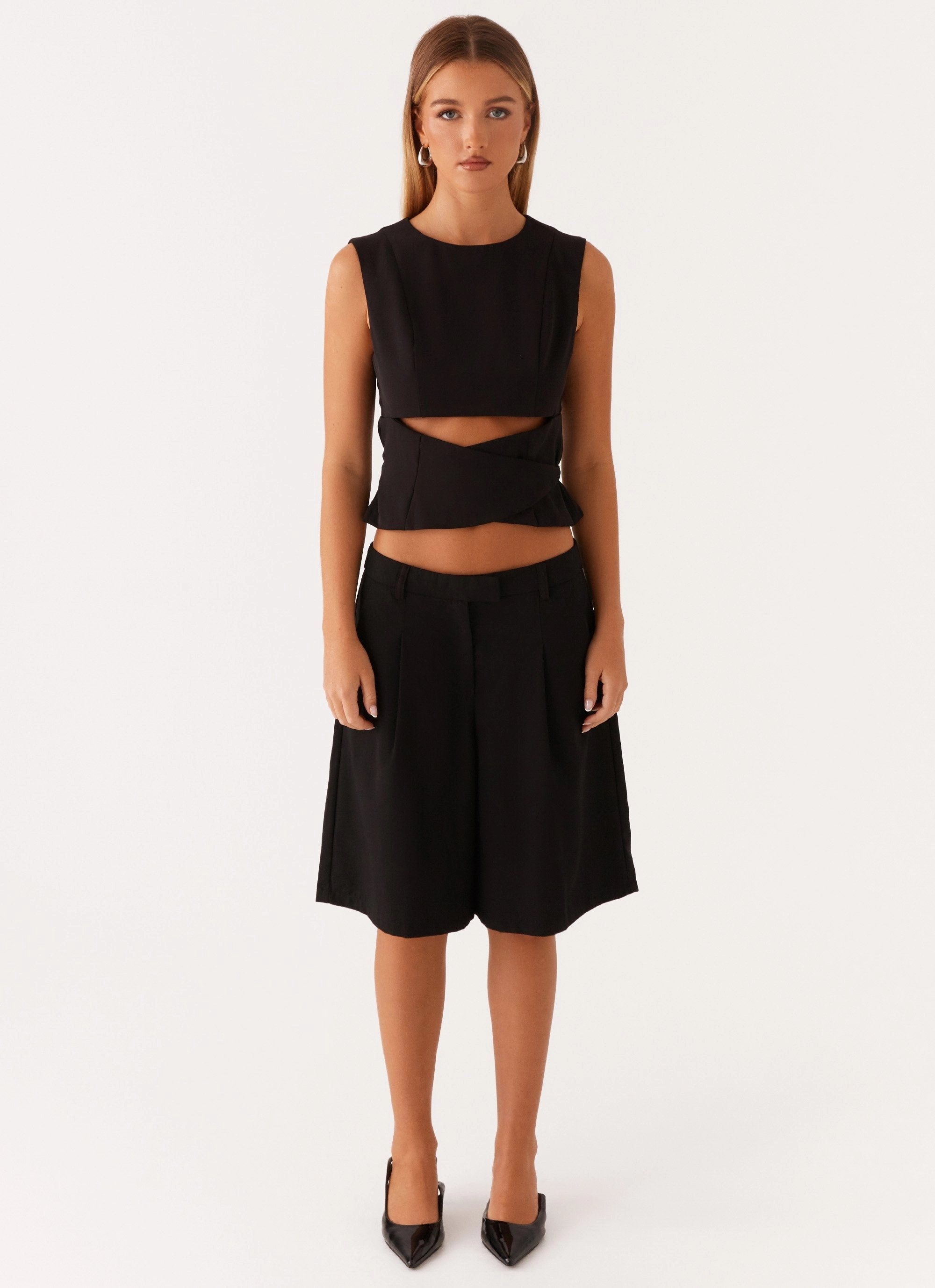 Cyra Wrap Top - Black Adjustable Cuff