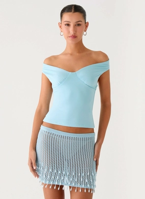 Reinforced Hem Stitching Rylie Top - Blue