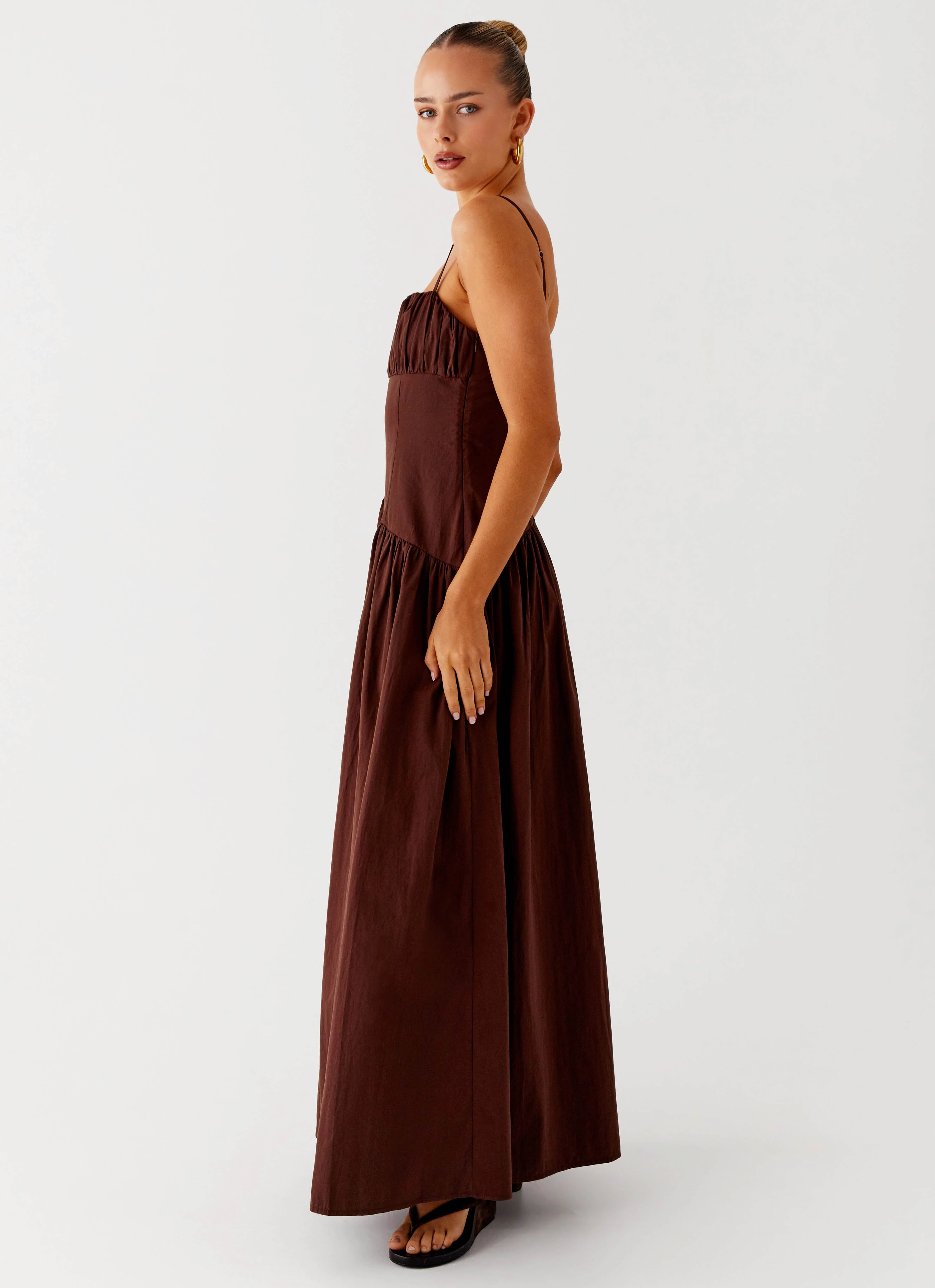 Bright Accent Cozy Vibes Yuna Drop Waist Maxi Dress - Chocolate