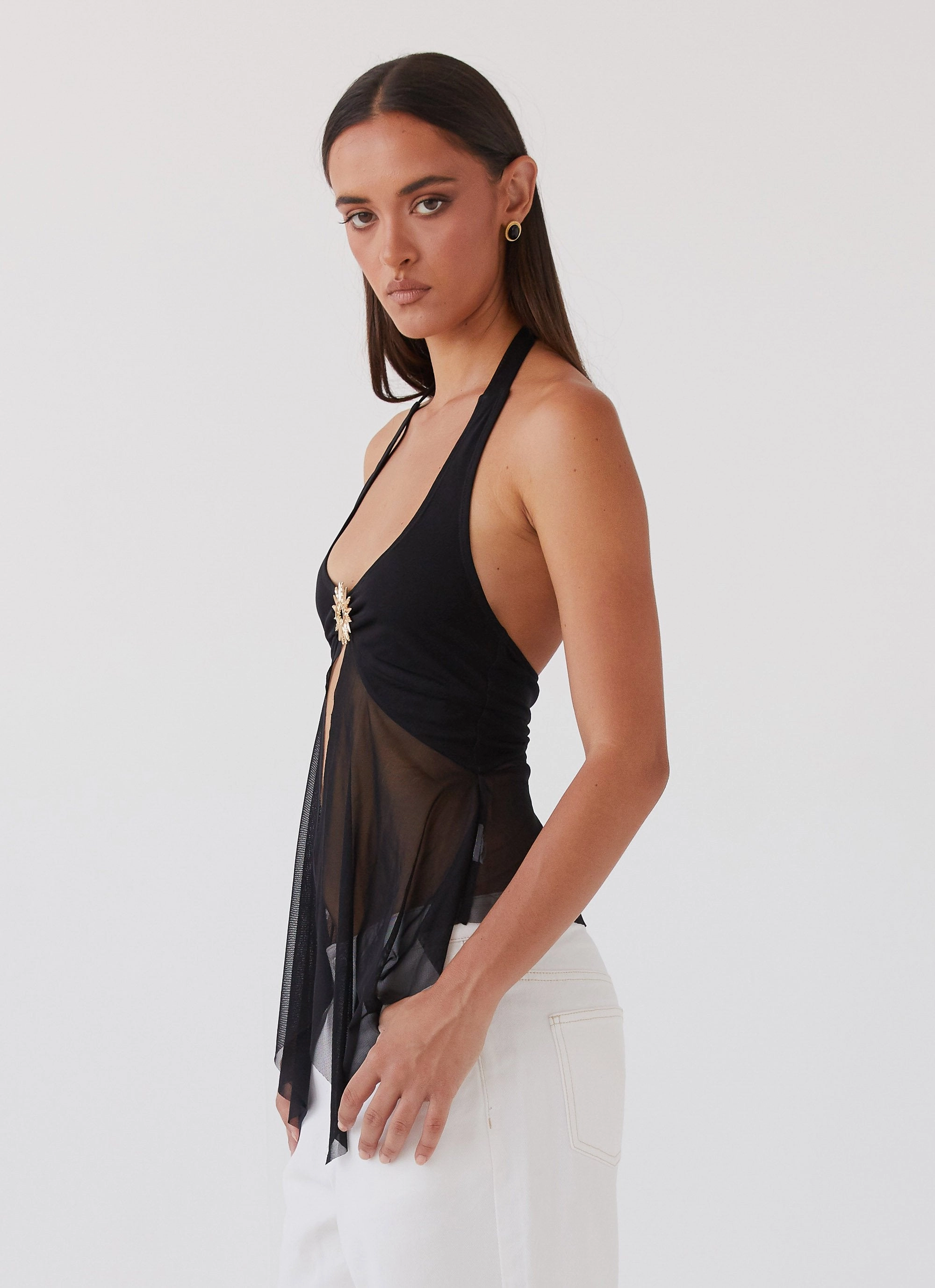 Sunbeam Mesh Top - Black Wrinkle Resistant Flatlock Seam