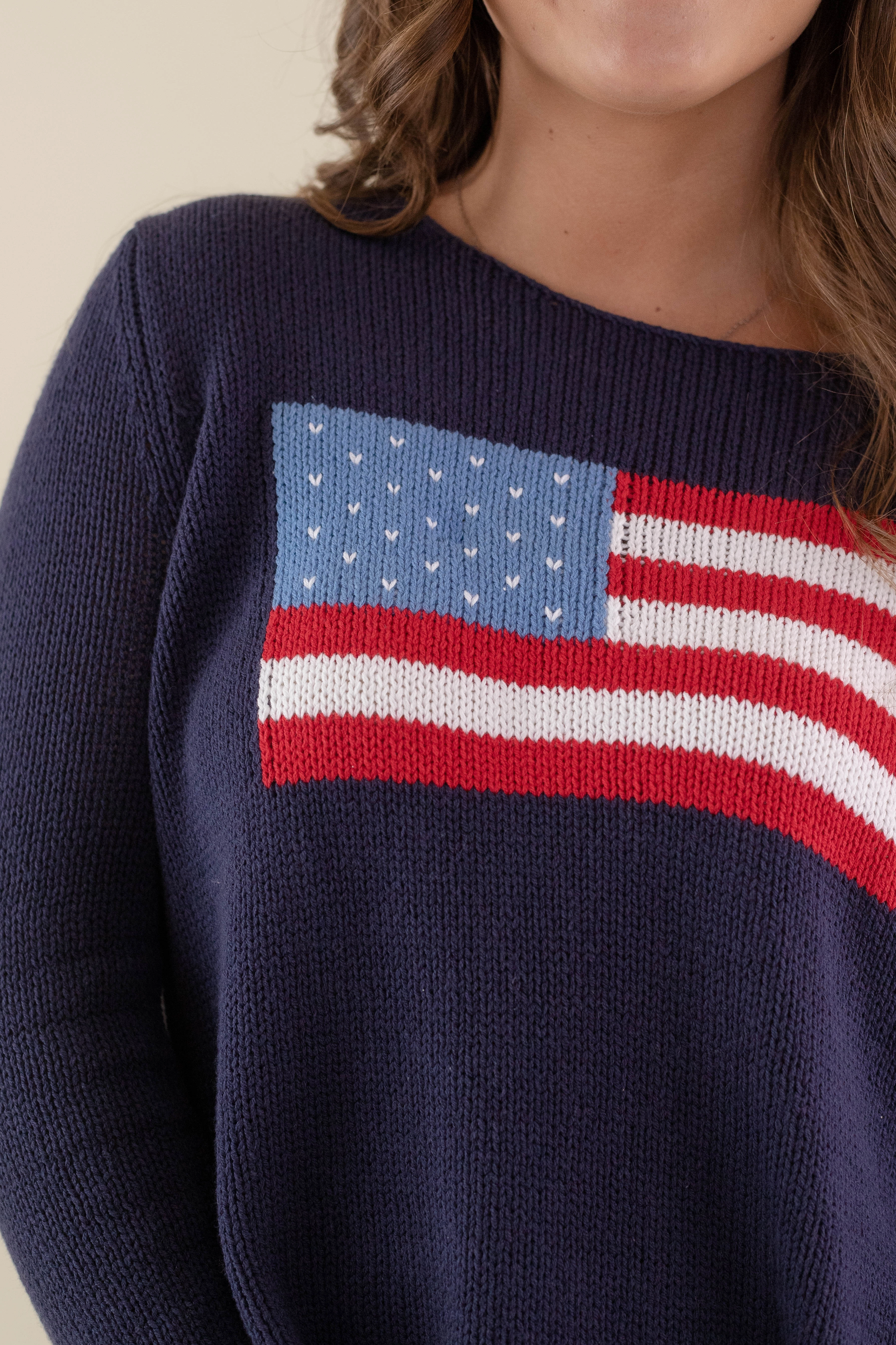 RESTOCK: Feeling Patriotic Sweater-Navy Ethically Sourced Material