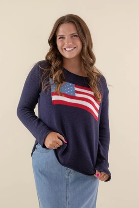 Eco Friendly Material ConvertibleStyle RESTOCK: Feeling Patriotic Sweater-Navy