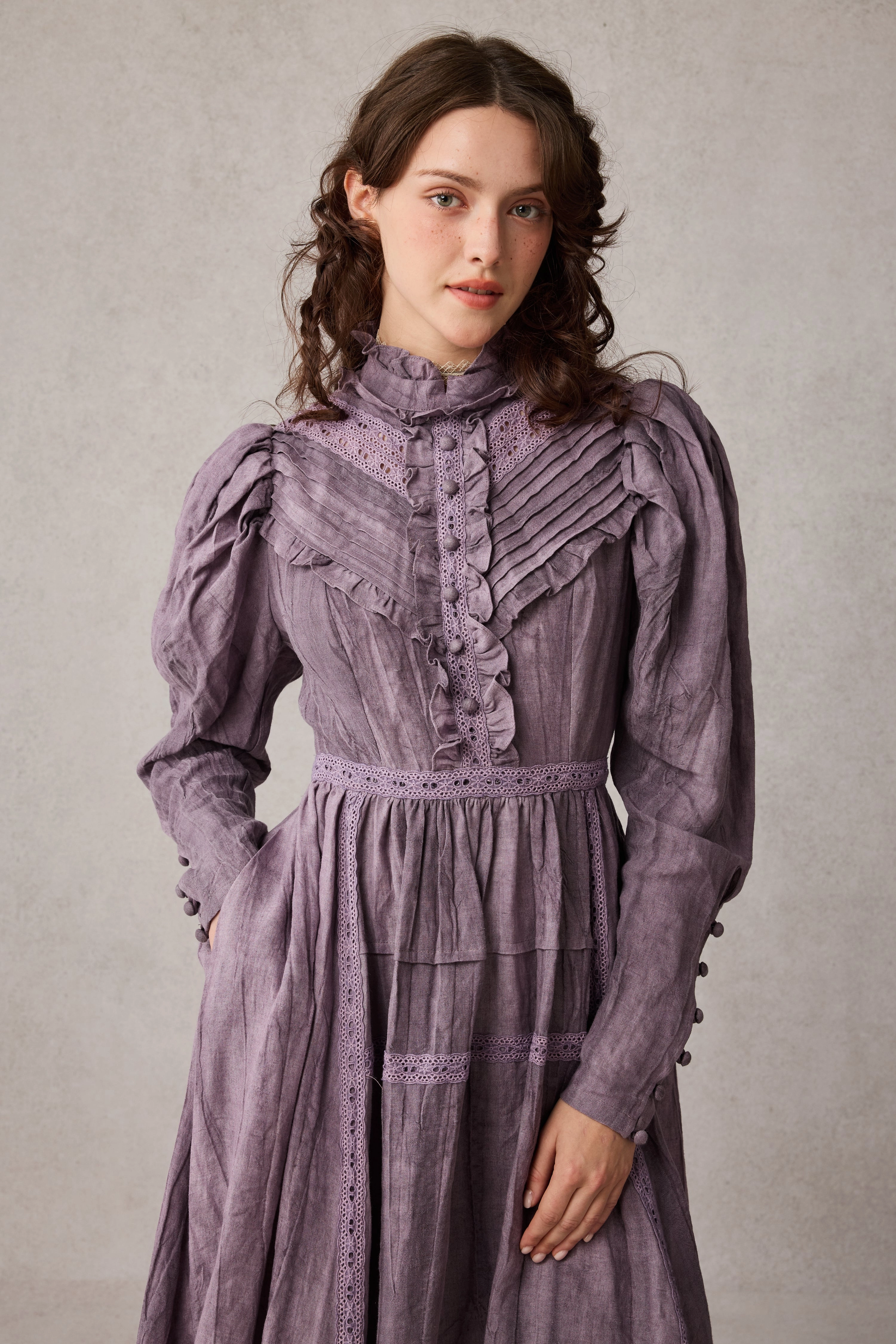 MARY 18 | VINTAGE LINEN DRESS GOWN Comfortable Wear Easy Fit