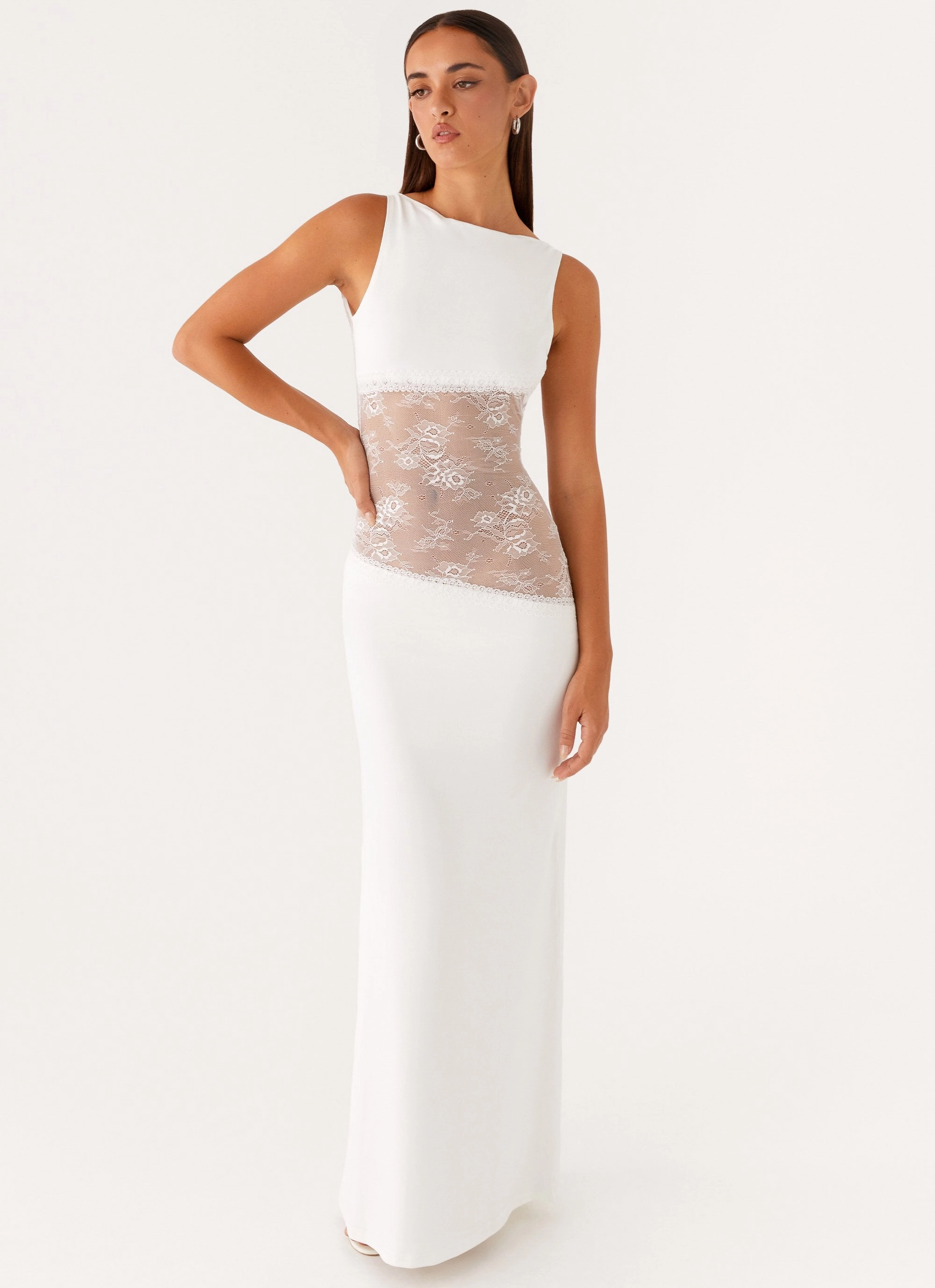 Lucinda Maxi Dress - White Sharp Detail Layered Comfort