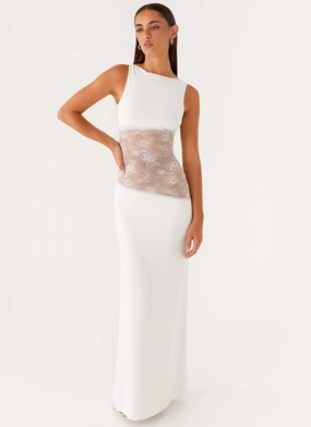 Lucinda Maxi Dress - White Sharp Detail Layered Comfort