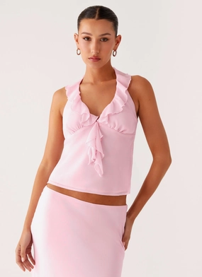Log In Halter Top - Baby Pink Athletic Wear Eco Conscious Packaging