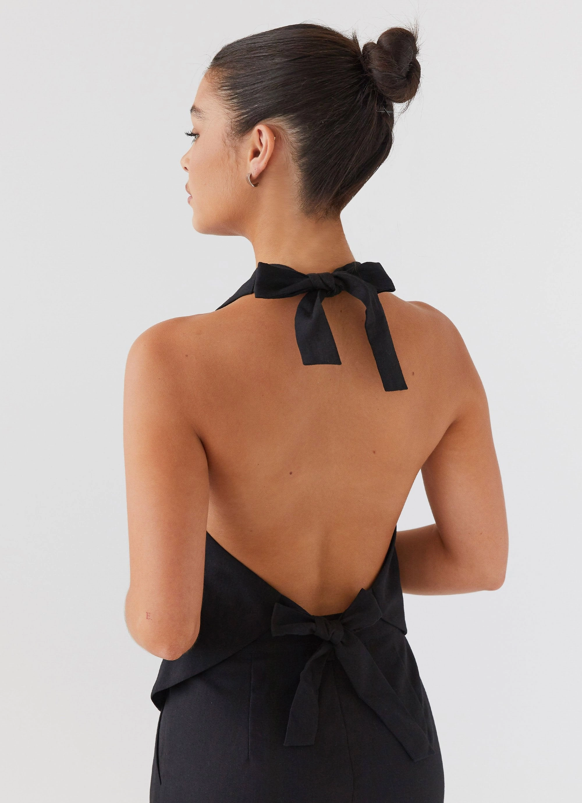 Reflective Trim Heatwave Linen Apron Top - Black