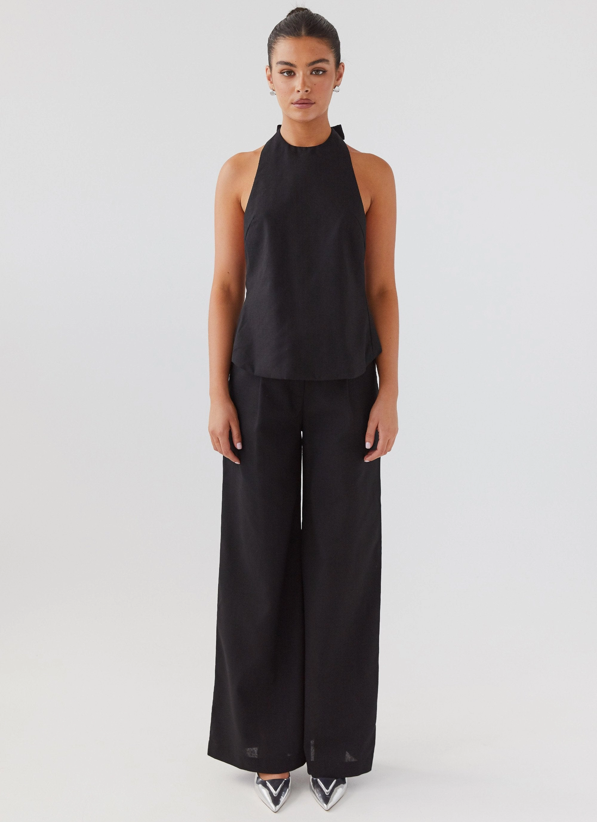 Heatwave Linen Apron Top - Black Printed Blouse
