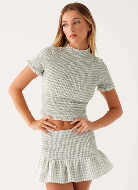 Sweetest Pie T-Shirt - Sage Gingham TearResistant