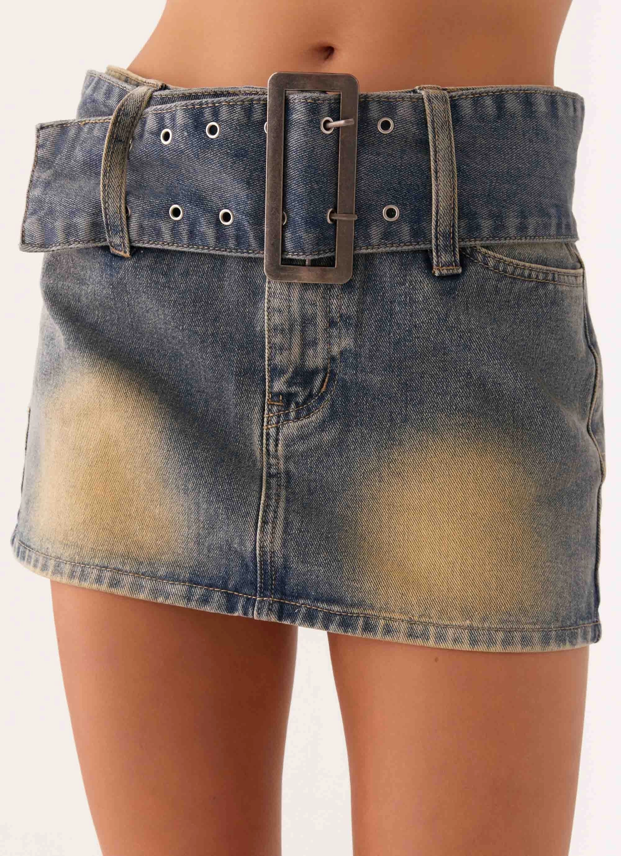 Not Like Us Denim Mini Skirt - Vintage Thermal Regulating Fabric