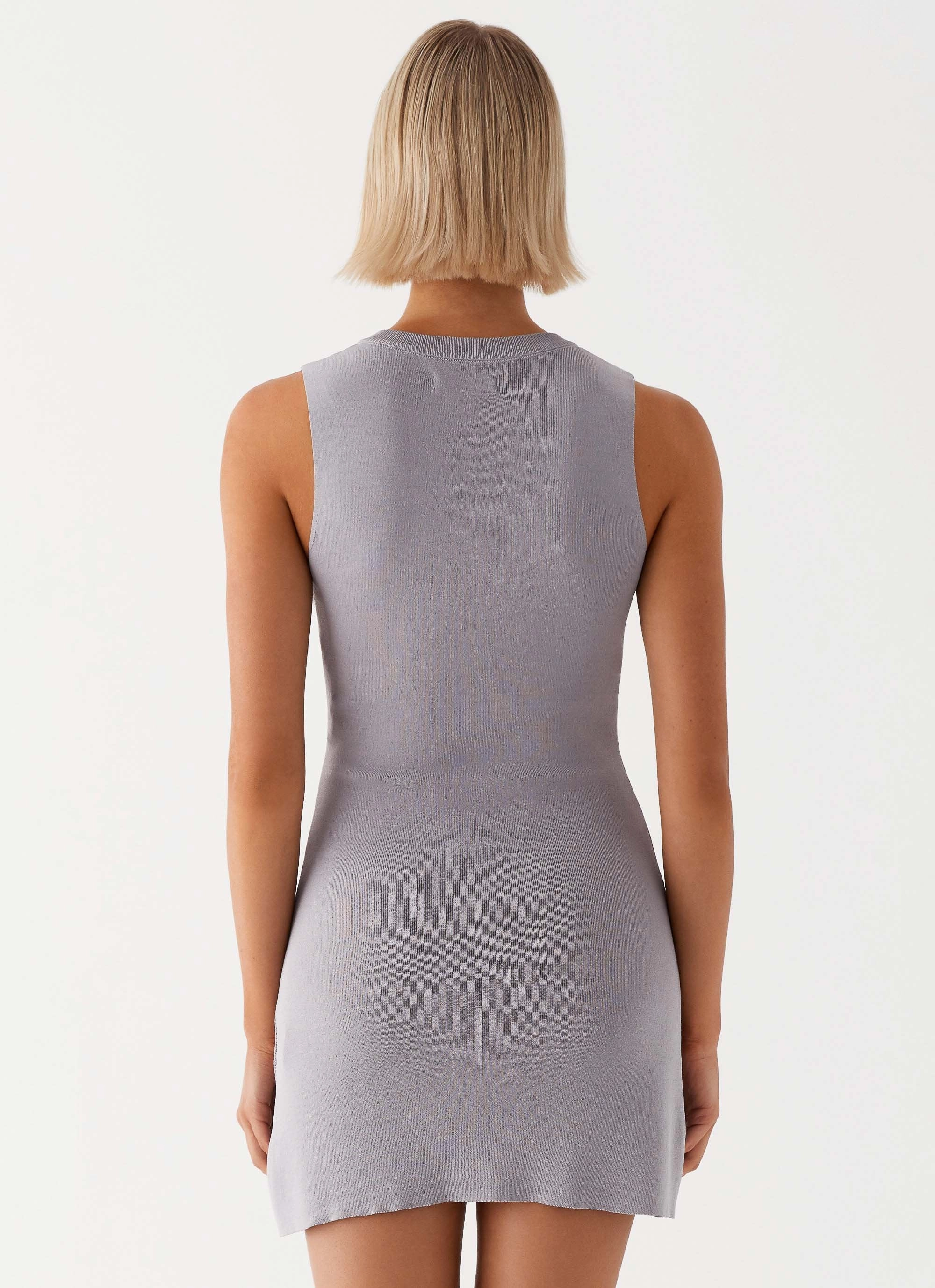 Light Fall Silk Flow Not One Time Knit Mini Dress - Grey