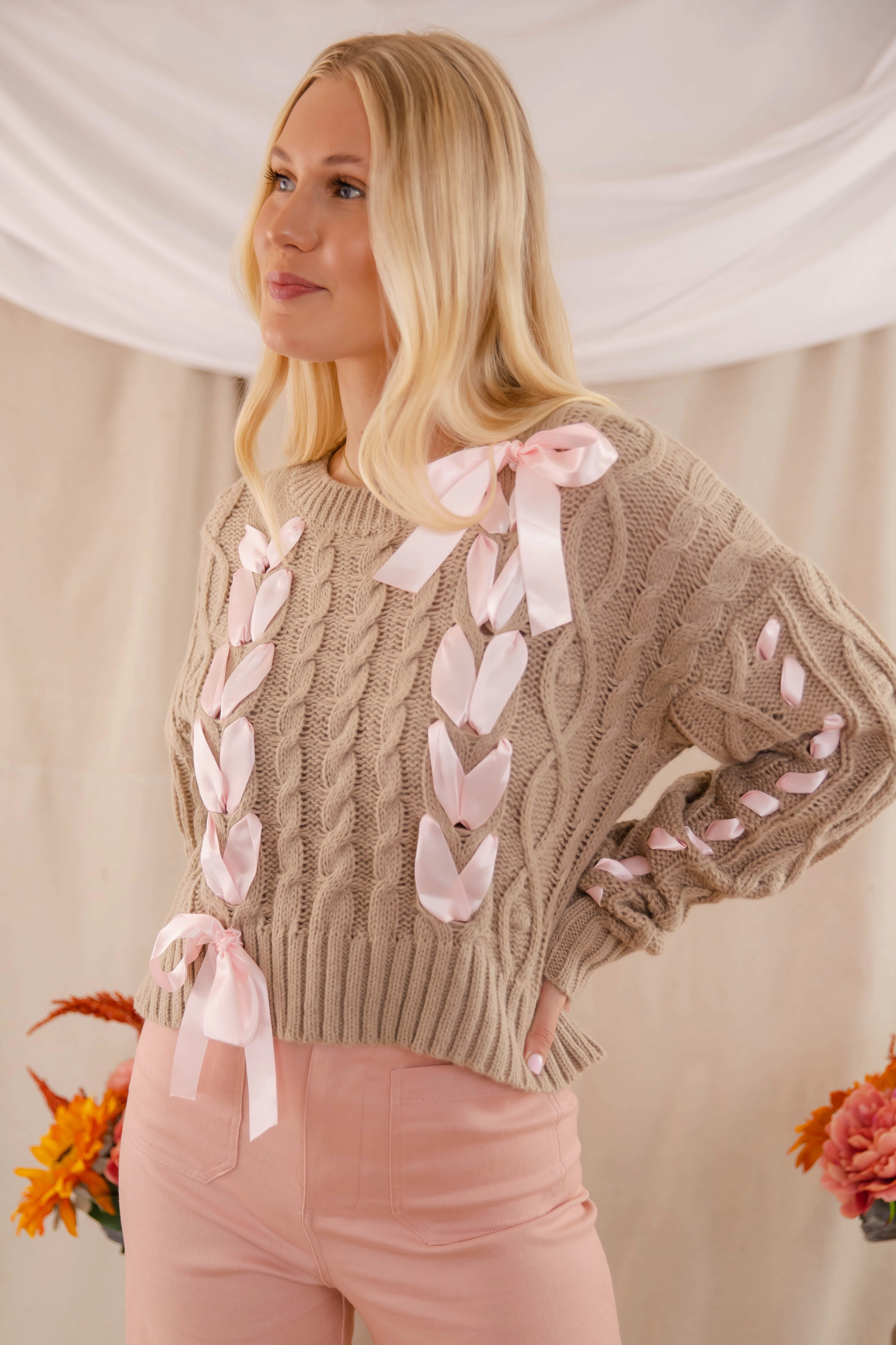 Notice The Little Things Ribbon Sweater Low Profile Zipper Closure Fade Resistant Finish