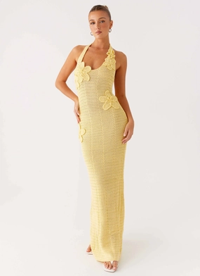 Novalee Flower Crochet Maxi Dress - Yellow Sleek Movement
