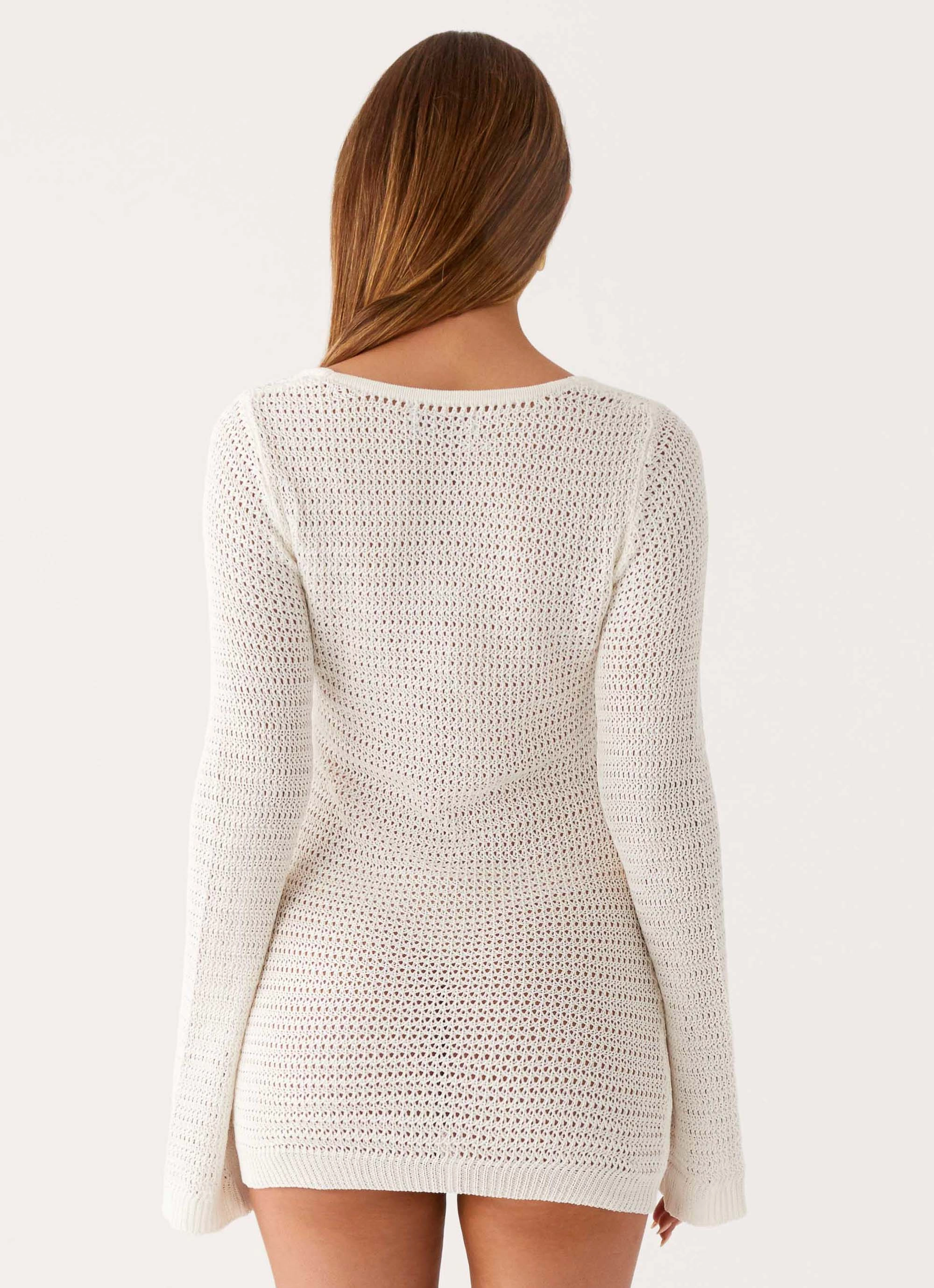 Ocean Drift Long Sleeve Mini Dress - Ivory Versatile sundress