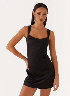 Summer Ease Odette Satin Mini Dress - Black