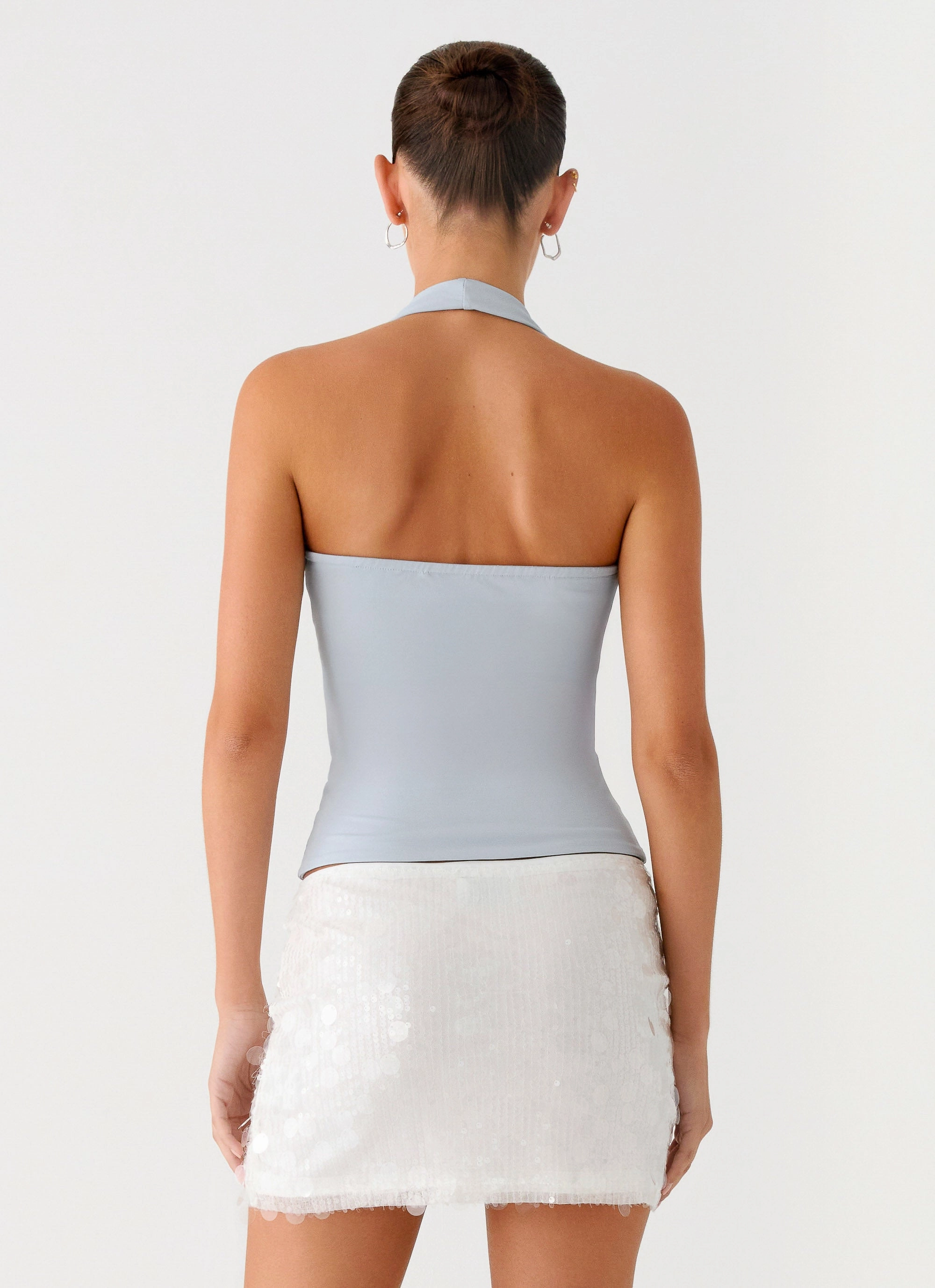 Diego Halter Top - Blue DurableDoubleLayeredHem