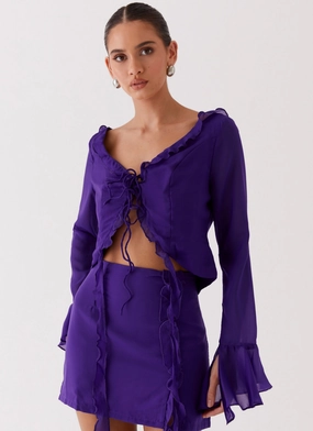 Vegan Leather Accents My Favourite Part Blouse - Violet