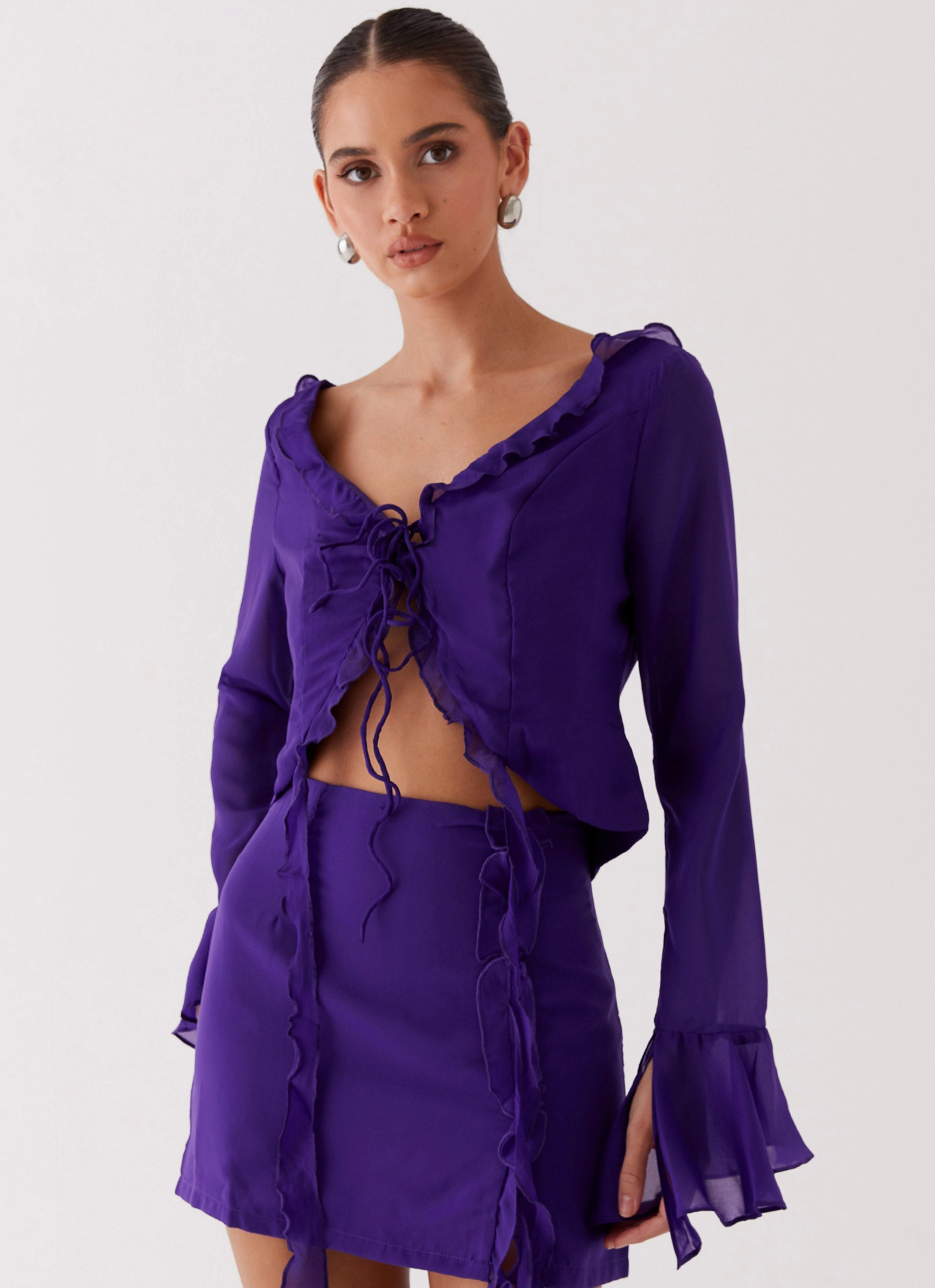Vegan Leather Accents My Favourite Part Blouse - Violet