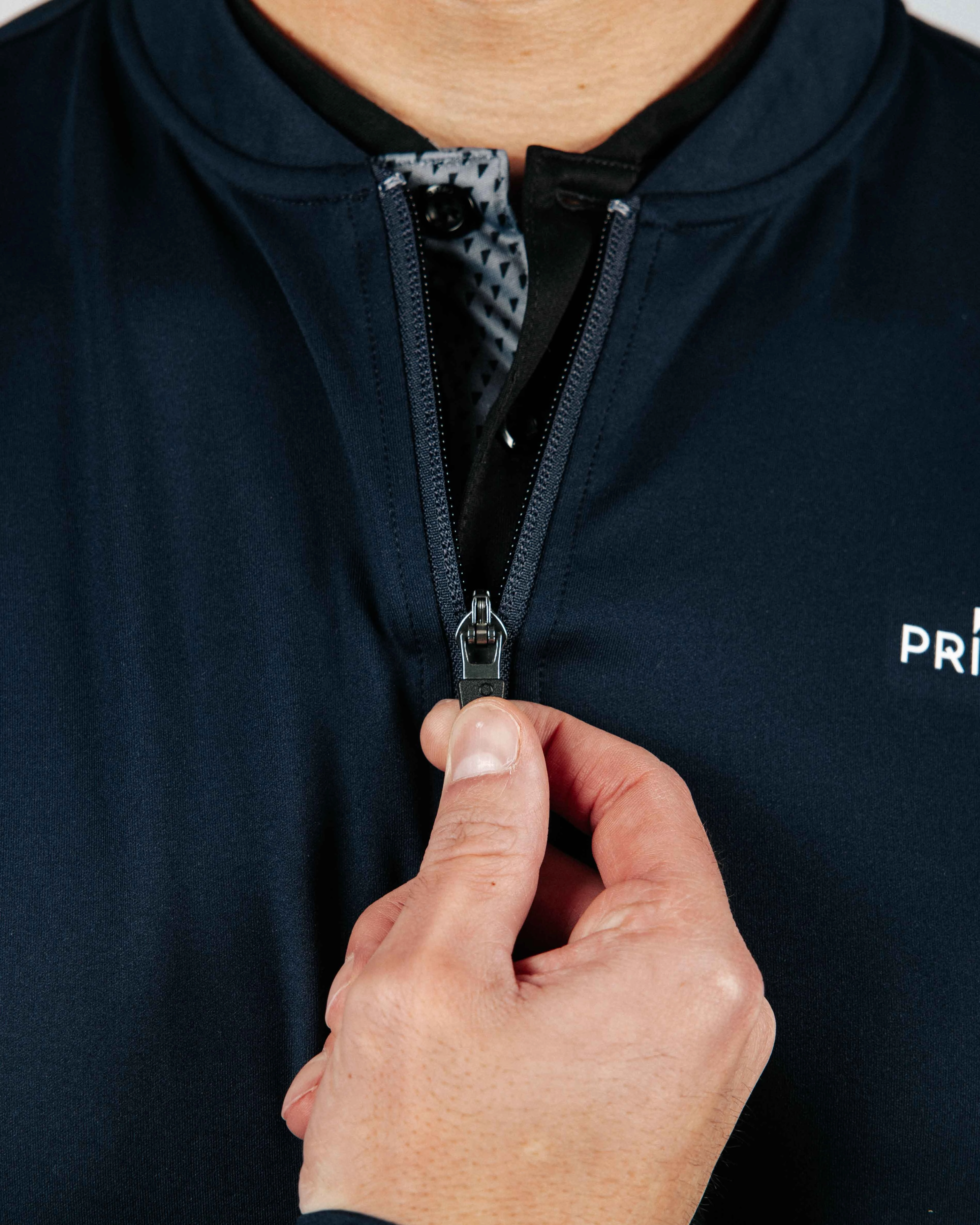 Navy Blade Quarter Zip Bonded Seam Technique UPF Protective Fabric