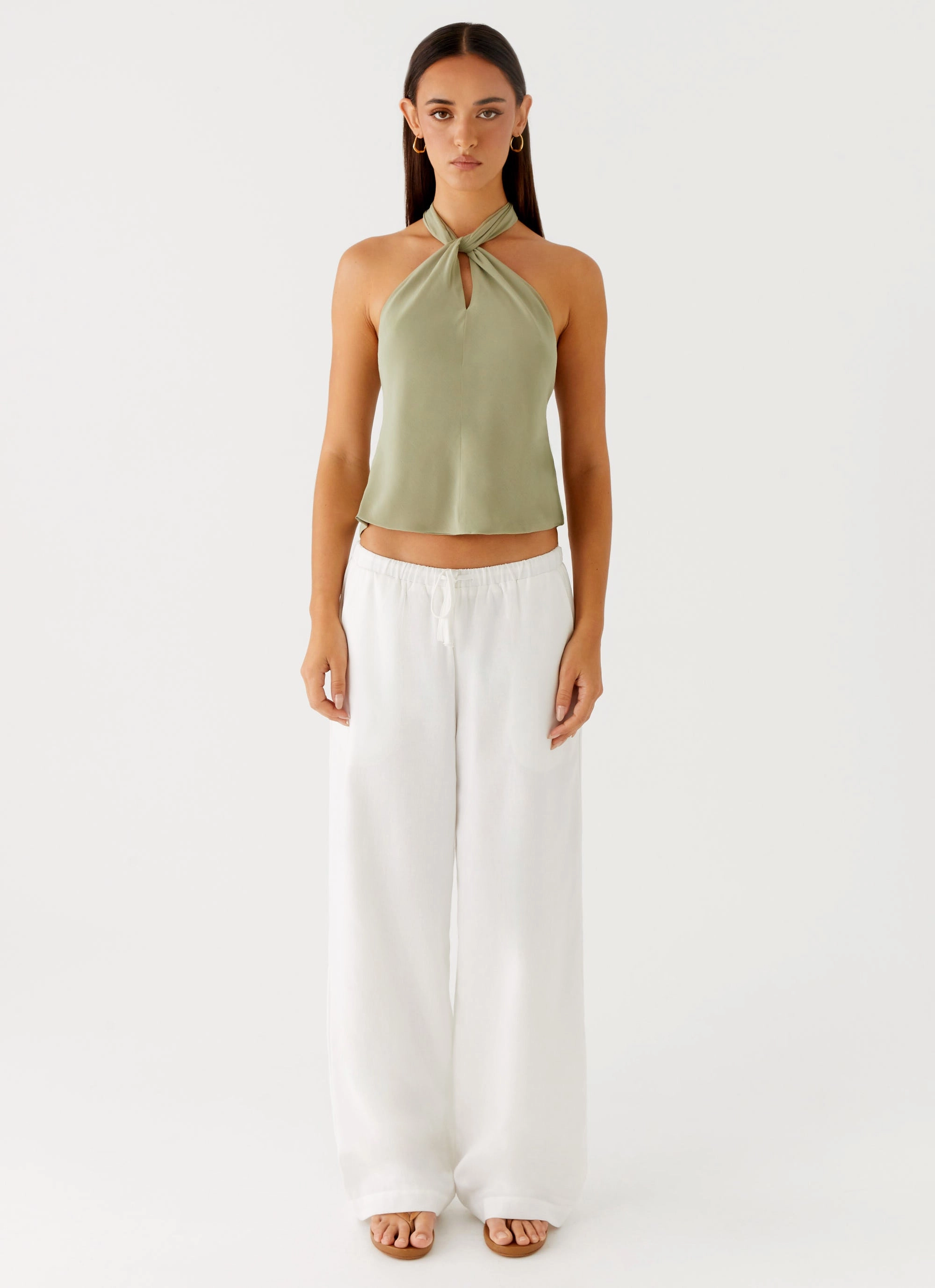 Maddox Scarf Top - Sage RelaxedFit