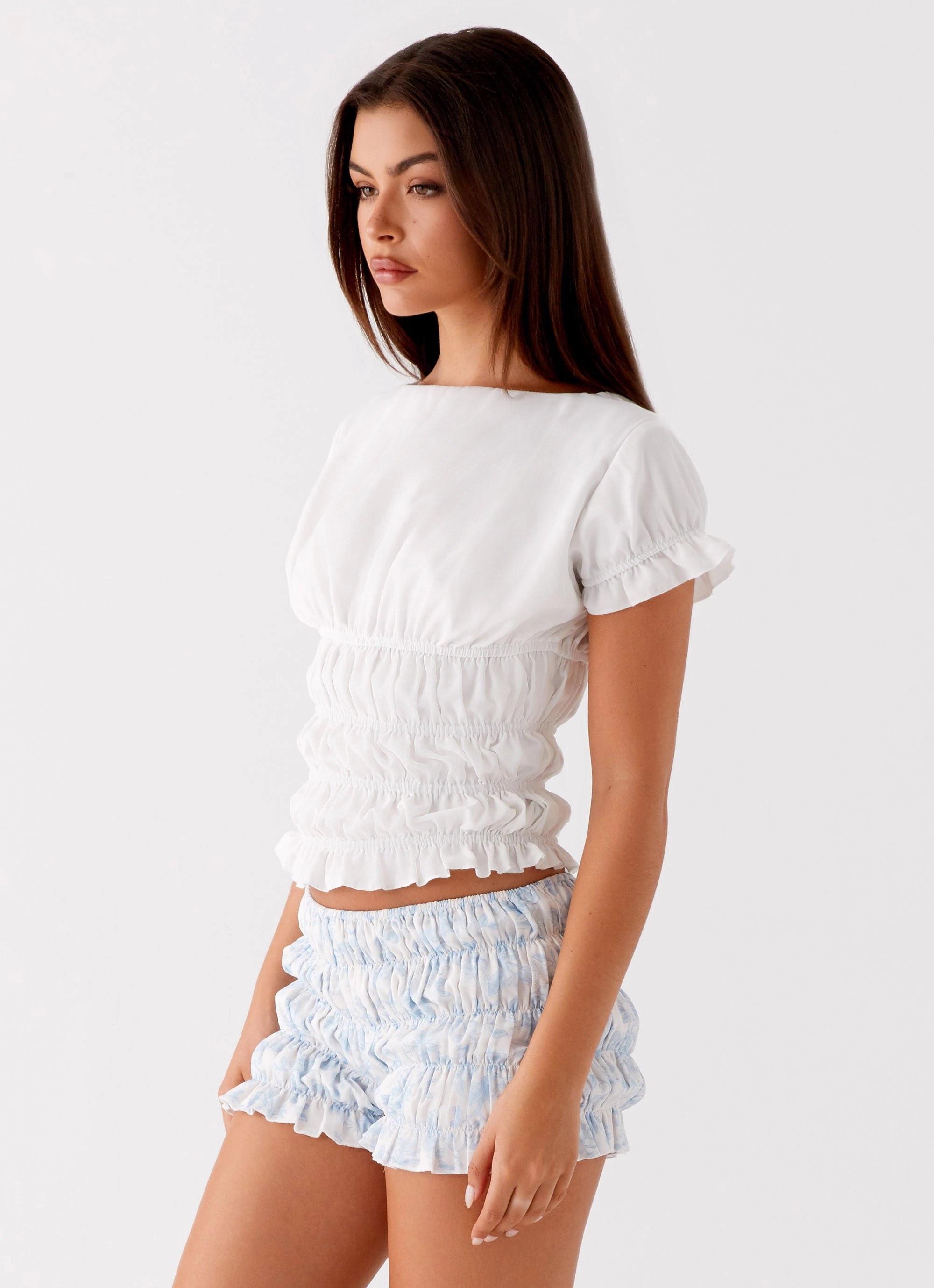 Vintage Hoodie Natalia Ruched Top - Ivory