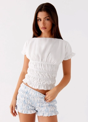 Comfortable Look Natalia Ruched Top - Ivory