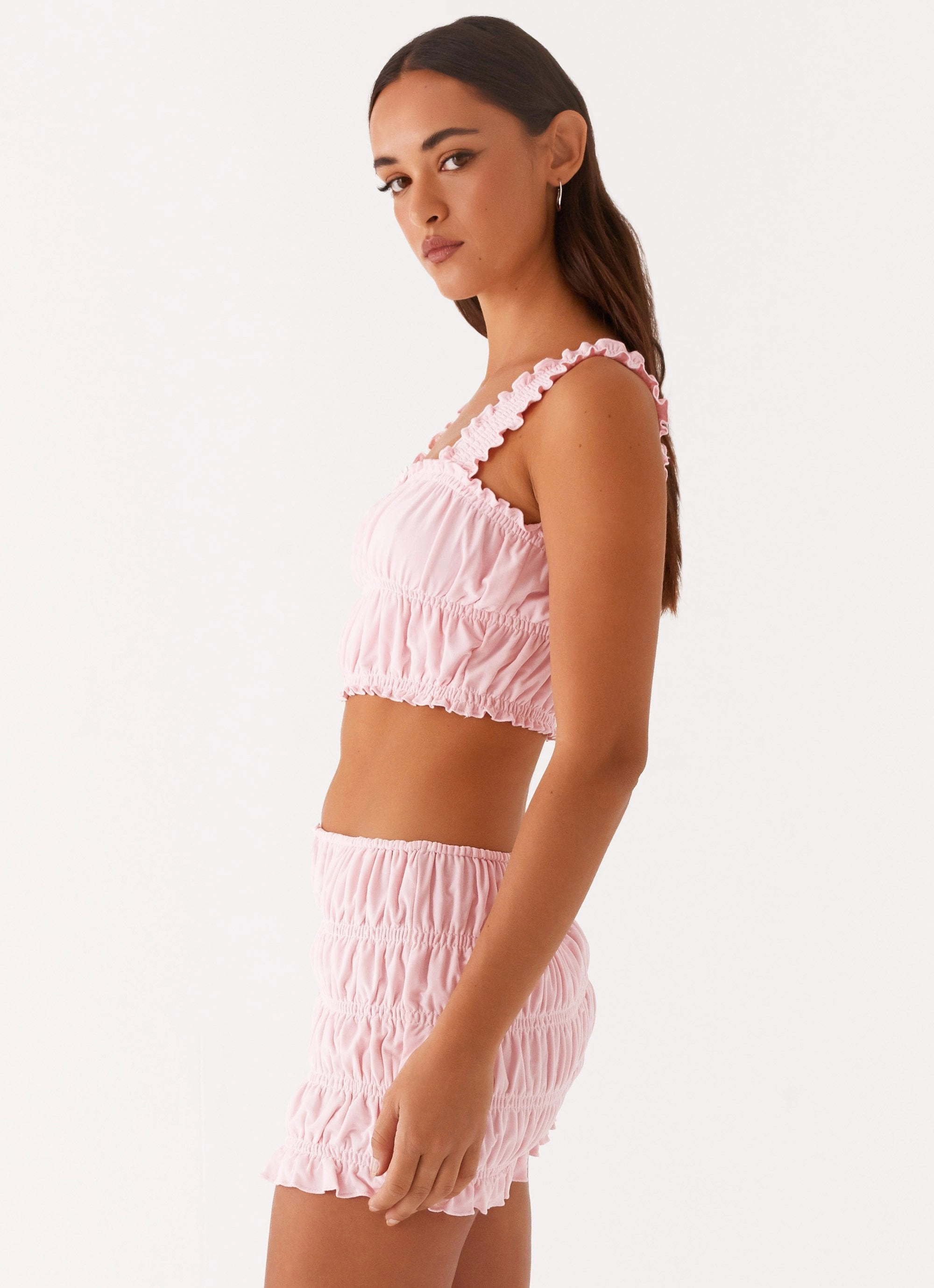 summer look Off By Heart Shirred Top - Blush