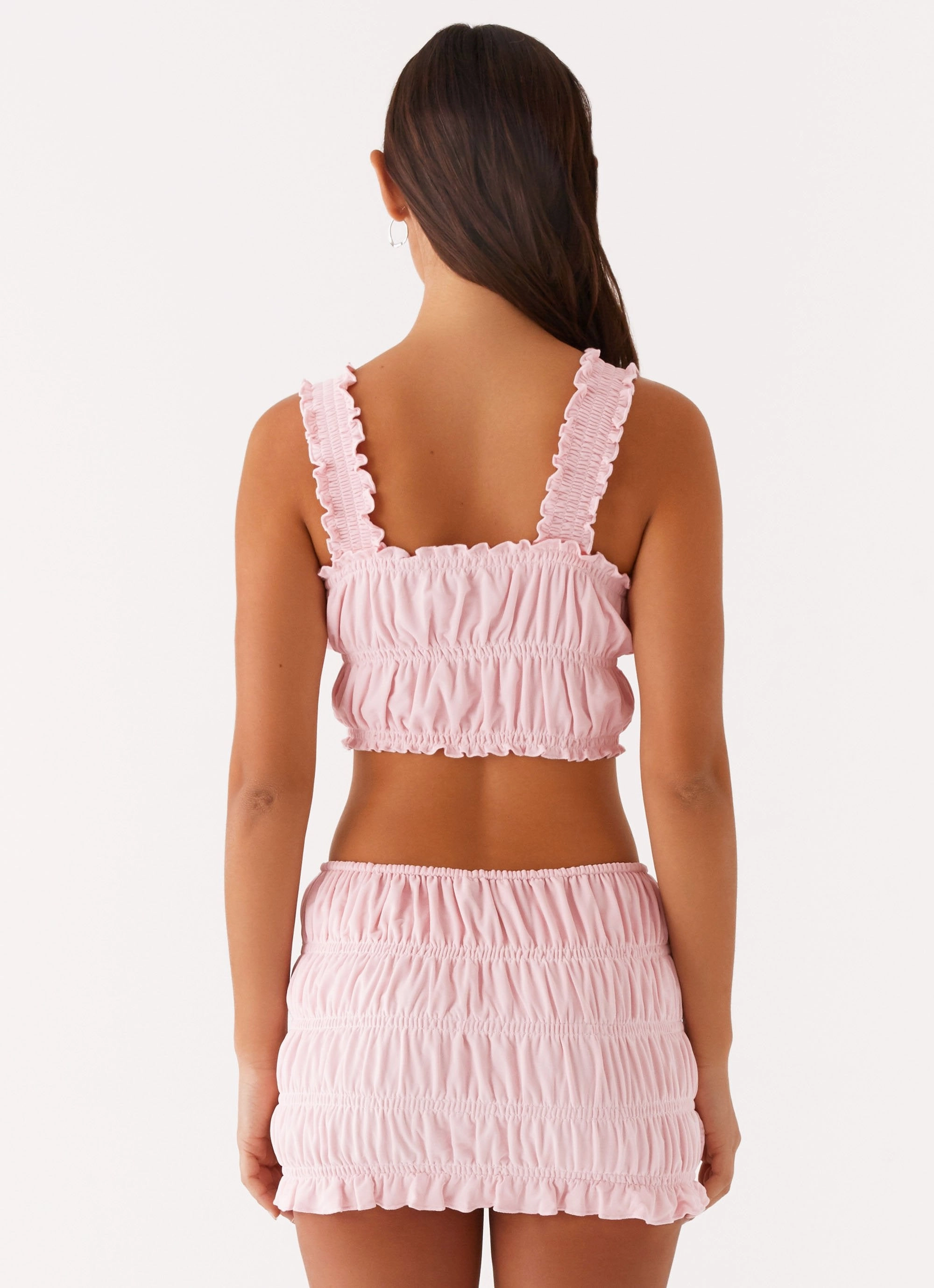 Off By Heart Shirred Top - Blush SleevelessOption Full Coverage Fit
