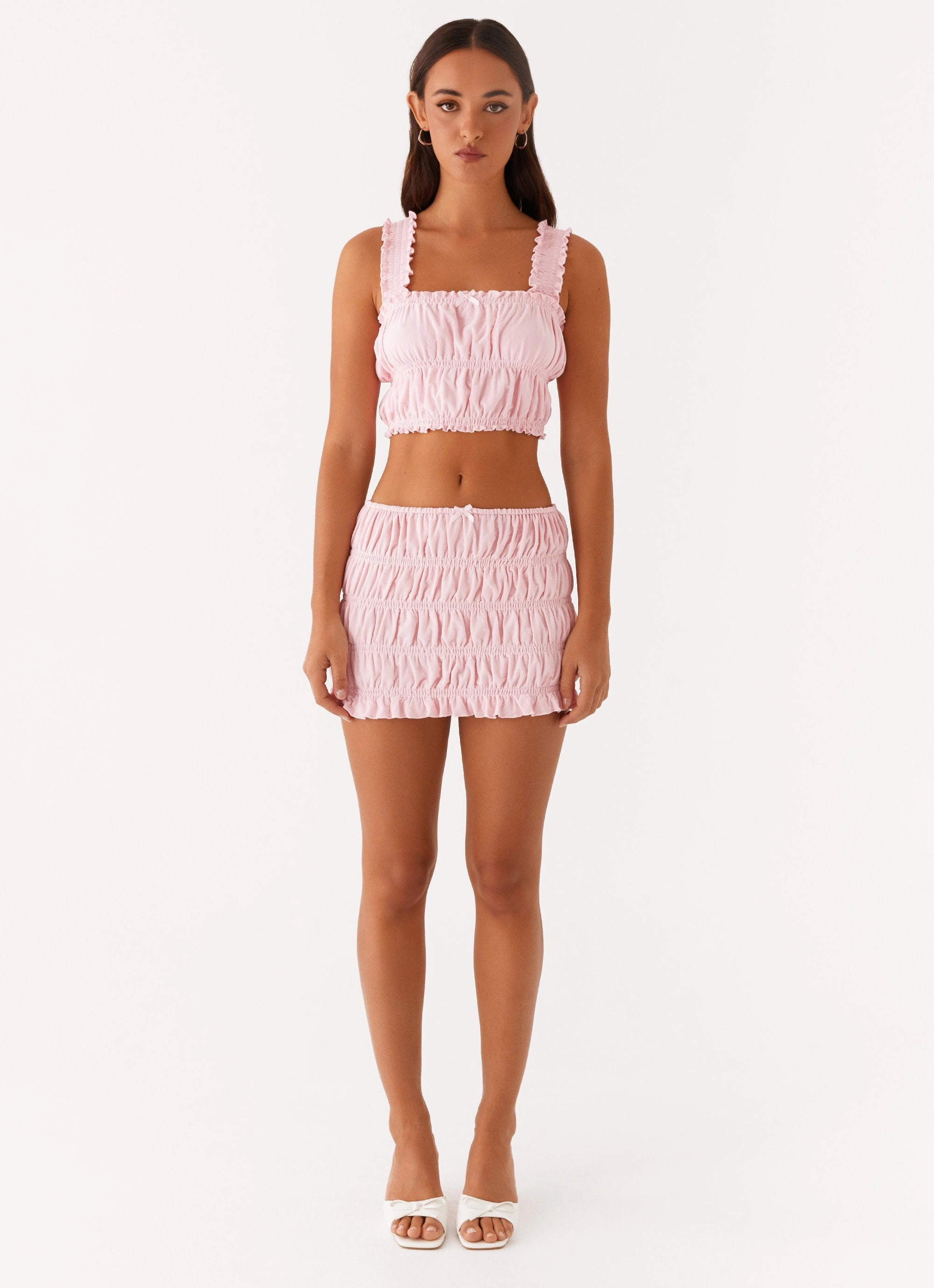 Off By Heart Shirred Top - Blush Anti Fade Technology