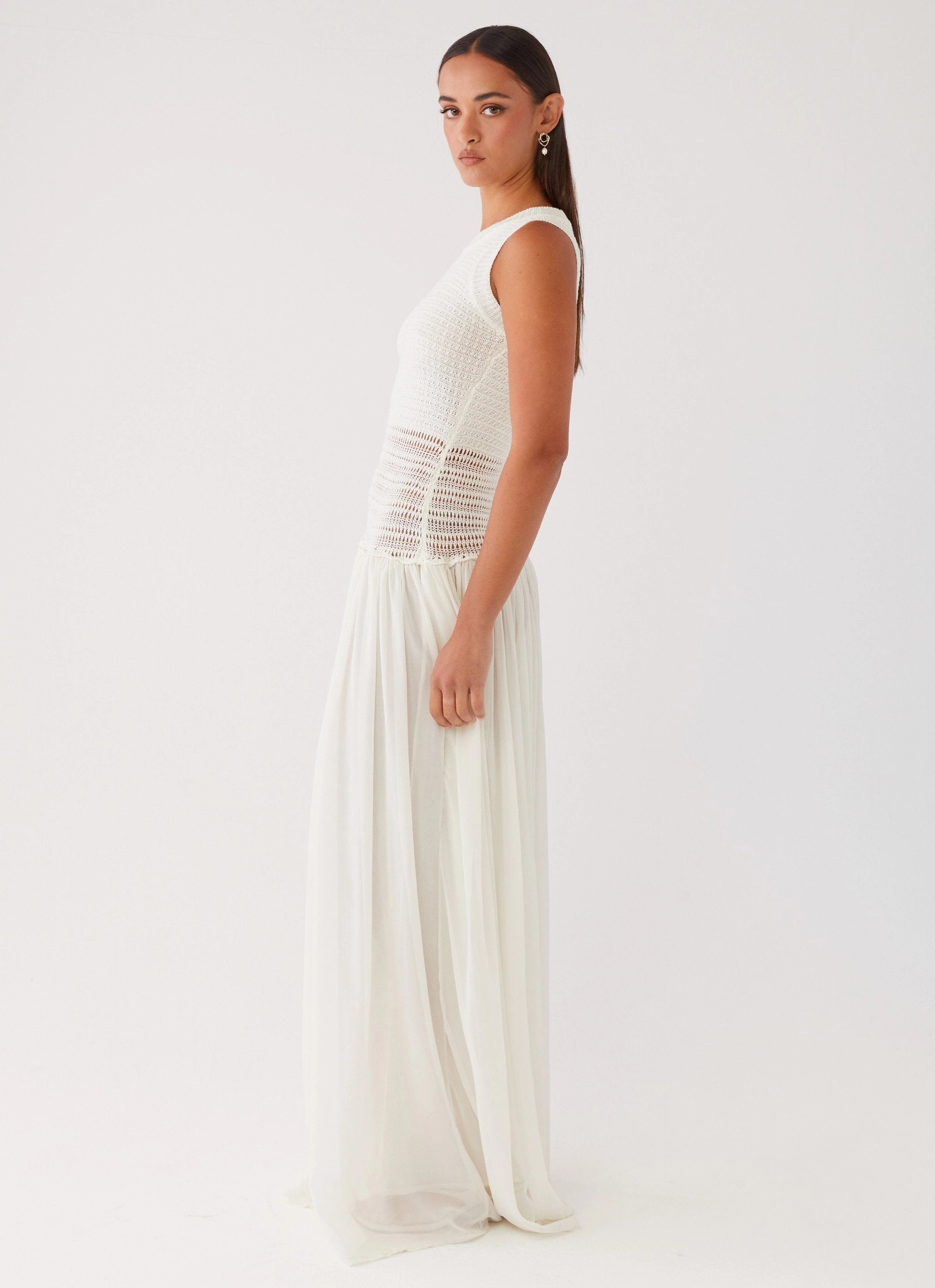 Off Grid Crochet Maxi Dress - White Petal Zone