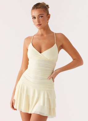 Emily Mini Dress - Yellow City Flow Villa Mood