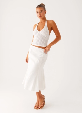 Olive Midi Skirt - Ivory Breathable wear Sleek Look