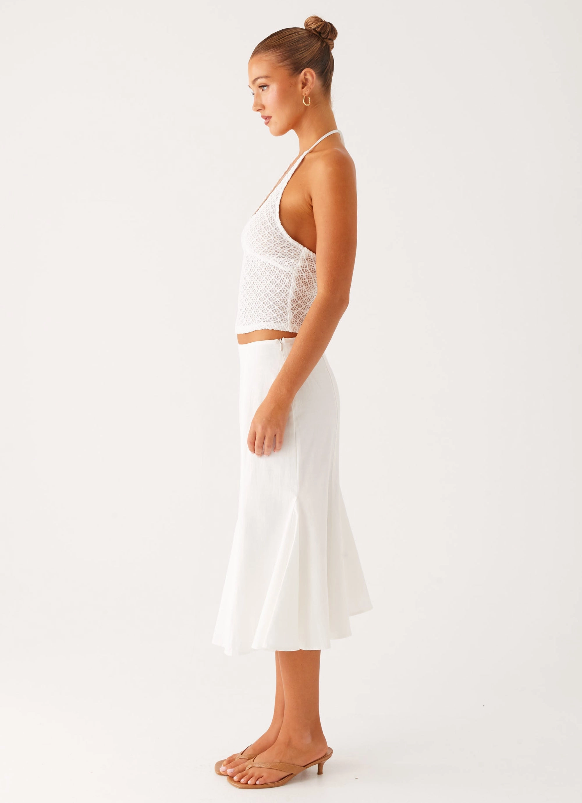 Olive Midi Skirt - Ivory Zip Pocket MachineWashable