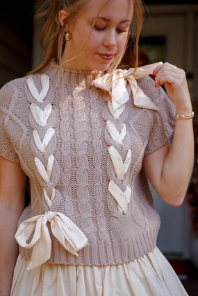 On My Way Home Sweater Vest-Taupe Non Restrictive Mobility retro look