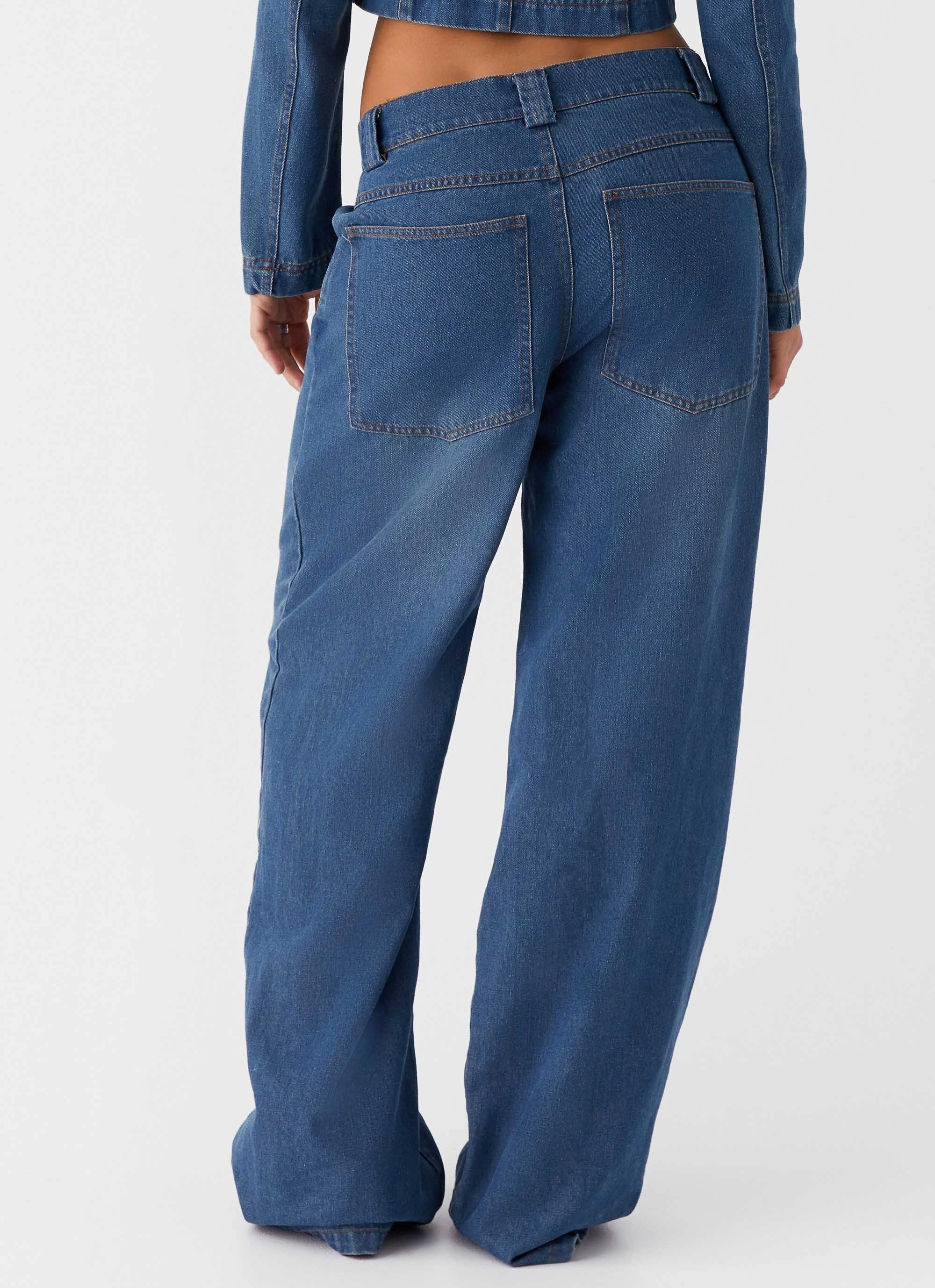 Ride Elegant Baggy Jeans - Vintage Blue Wash Effortless Look All Day Comfort Fit