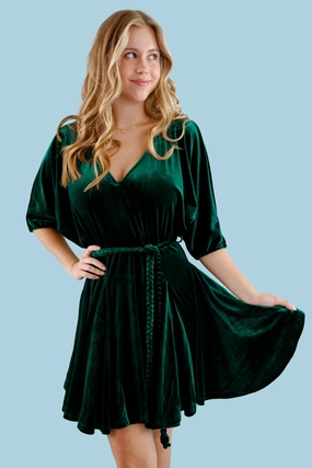 On The Guest List Velvet Mini Dress High Neck Spring Ready