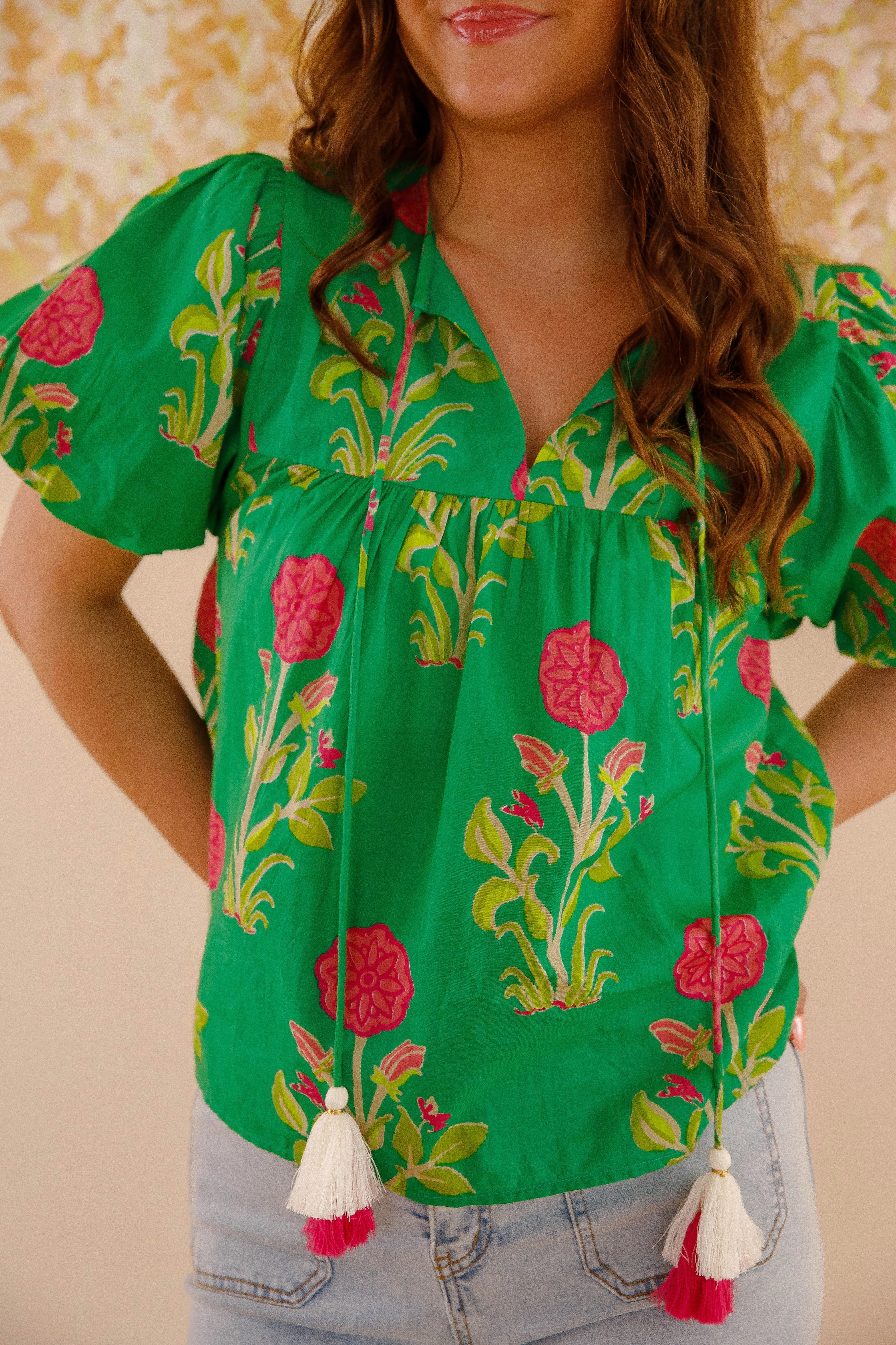 Tencel Cotton Hybrid Weave On The Move Blouse-Green