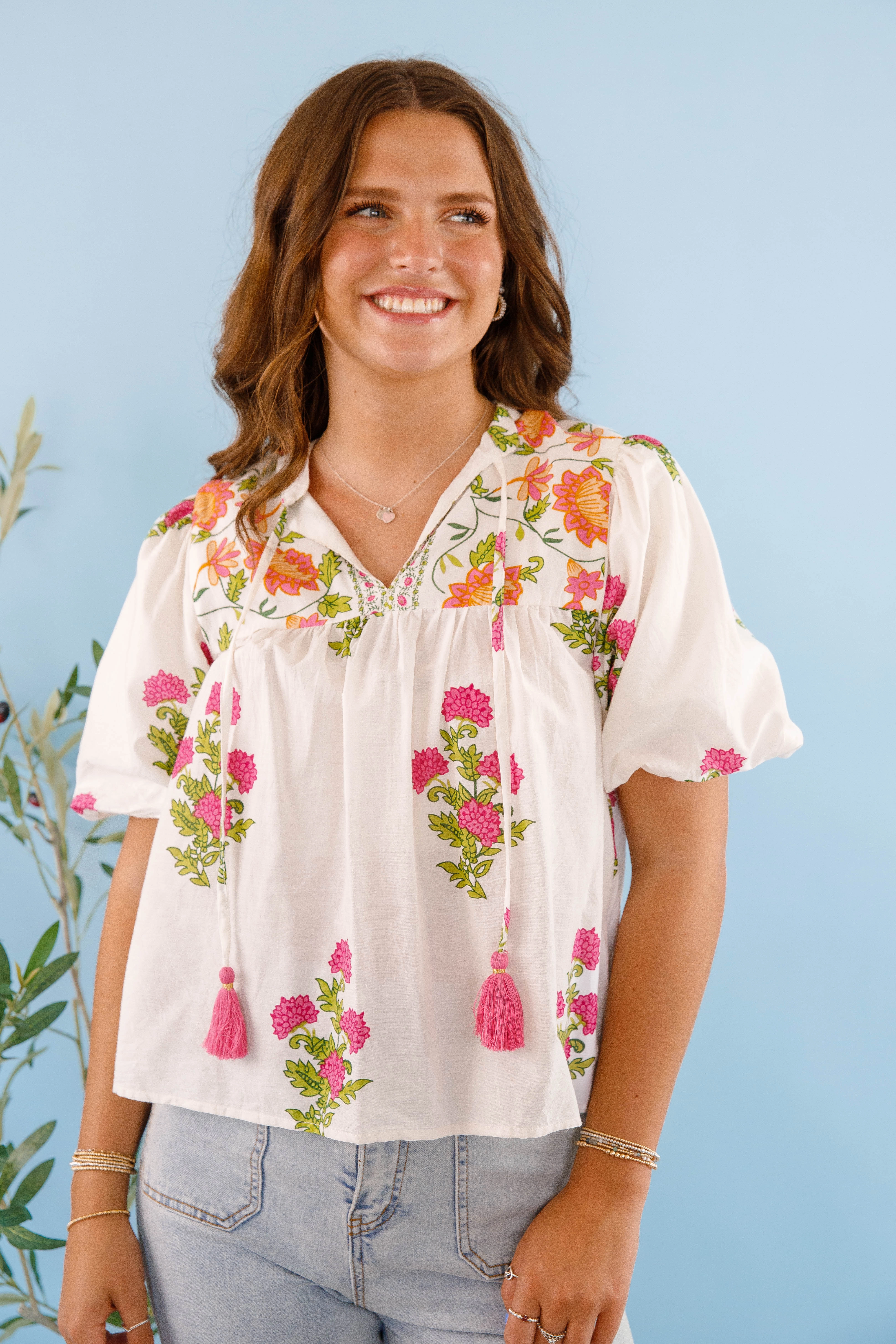 Flexible Waistband LowProfileSeams On The Move Blouse-White